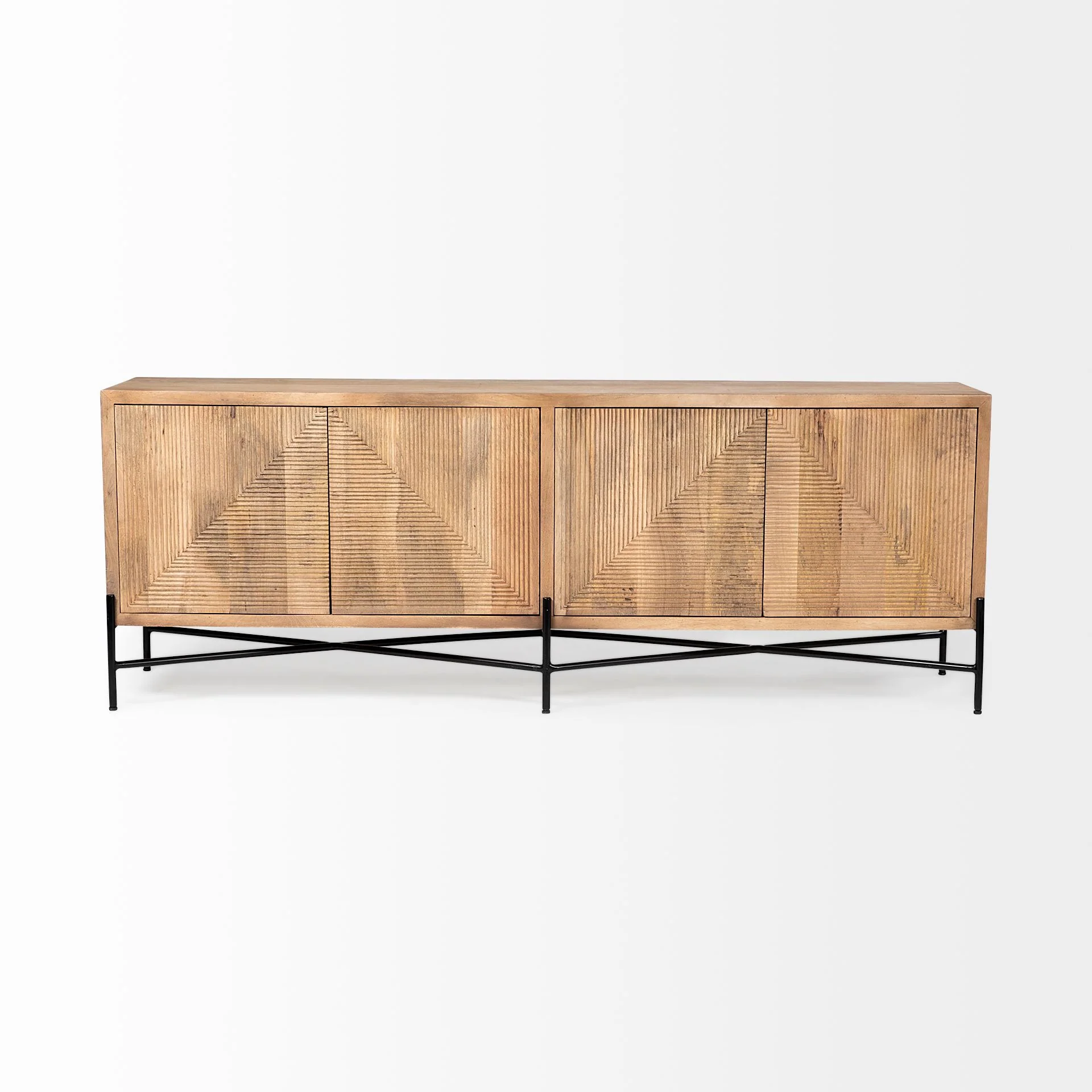 Brown Solid Mango Wood Finish Sideboard With 4 Cabinet Doors By Homeroots - 380238 - Image 2
