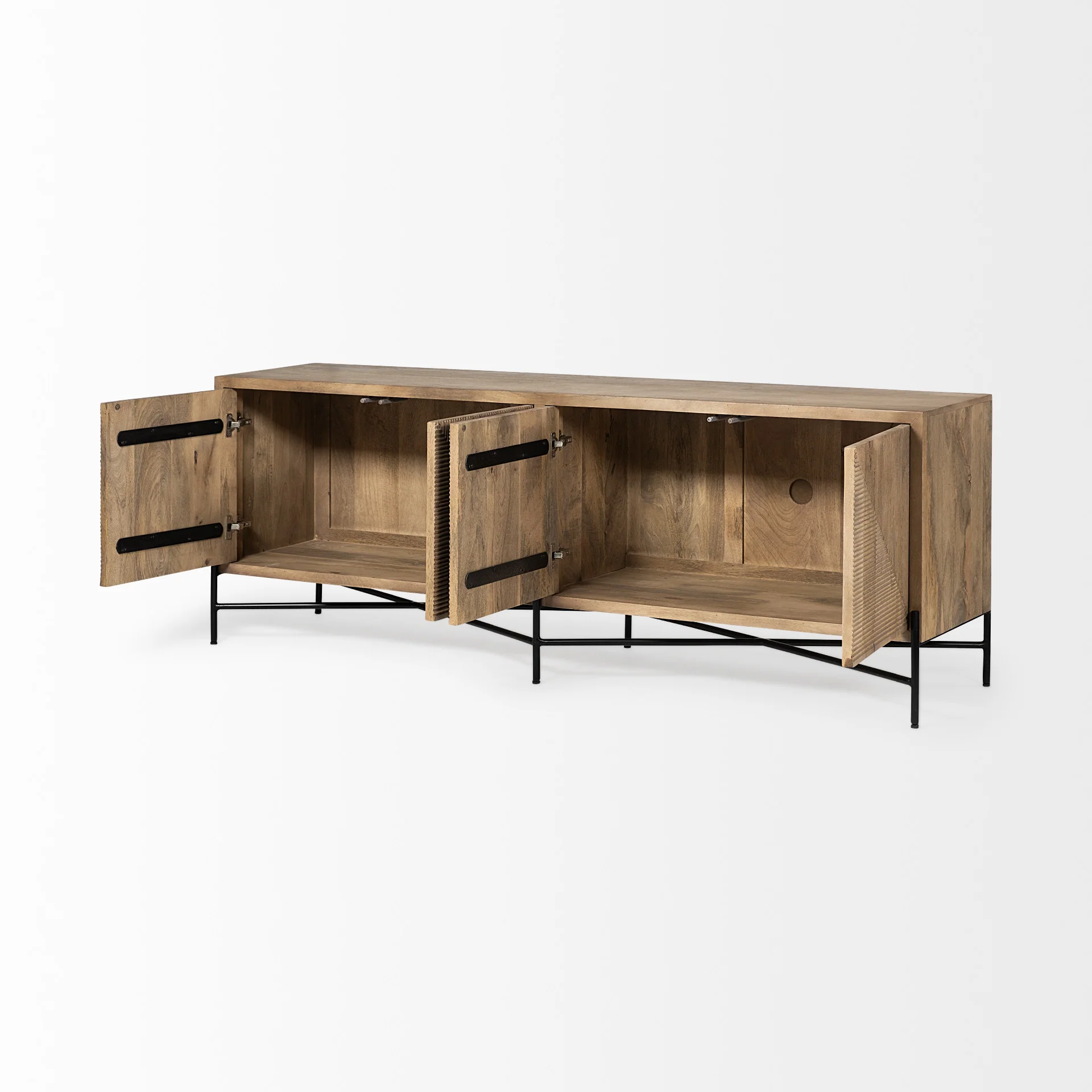 Brown Solid Mango Wood Finish Sideboard With 4 Cabinet Doors By Homeroots - 380238 - Image 5