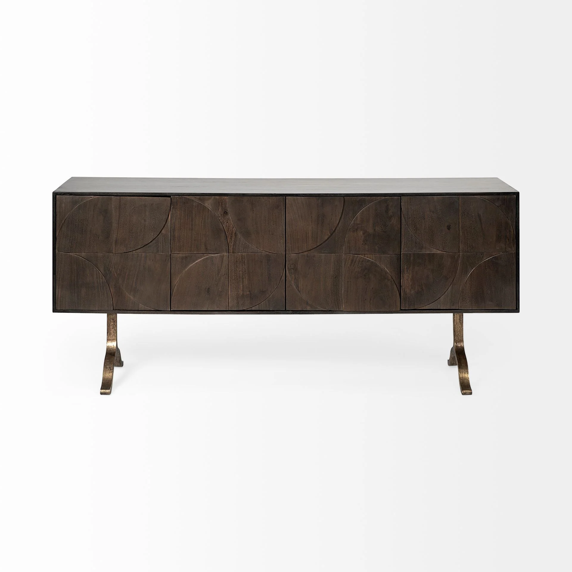 Brown Solid Mango Wood Finish Sideboard With 4 Cabinet Doors By Homeroots - 380244 - Image 2