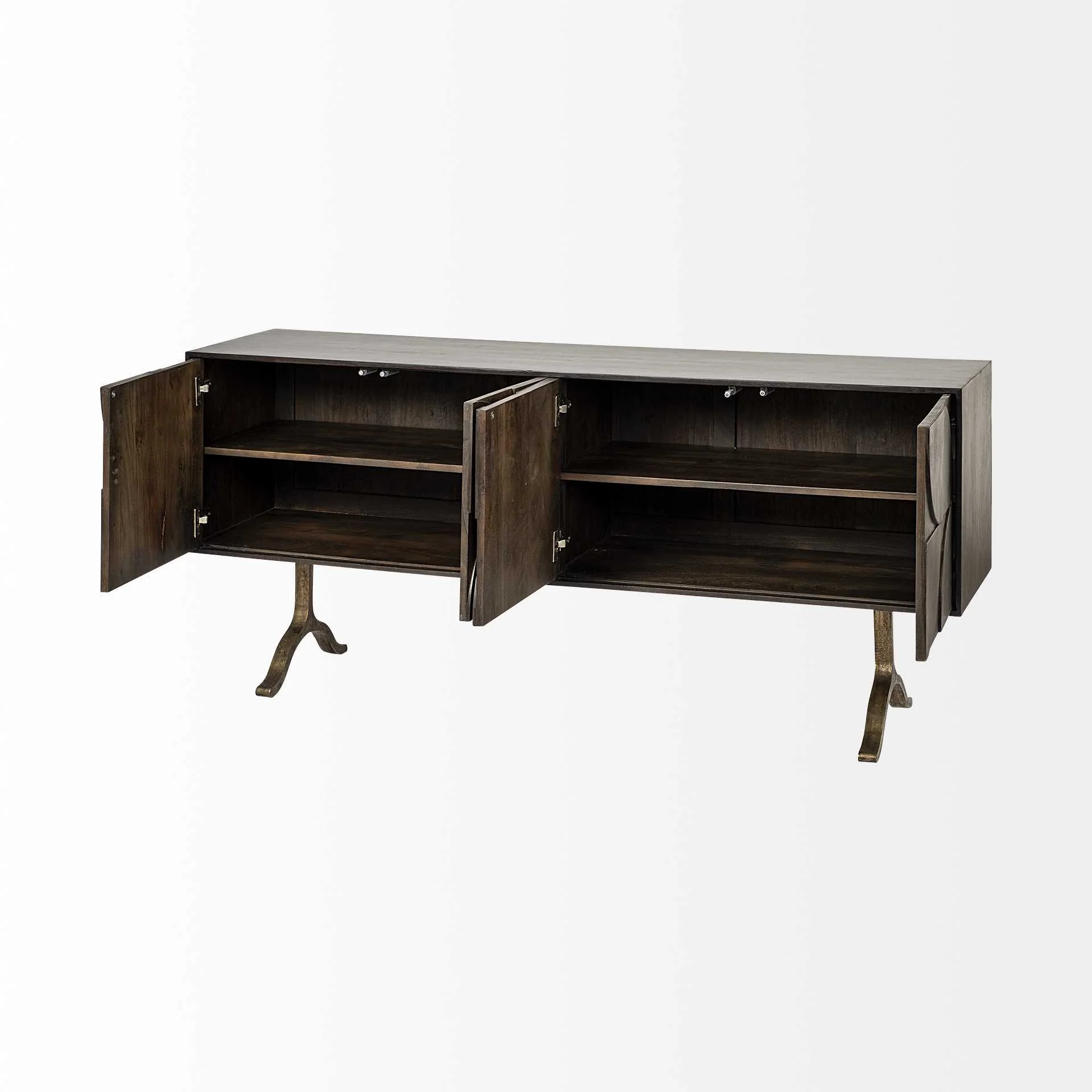 Brown Solid Mango Wood Finish Sideboard With 4 Cabinet Doors By Homeroots - 380244 - Image 5