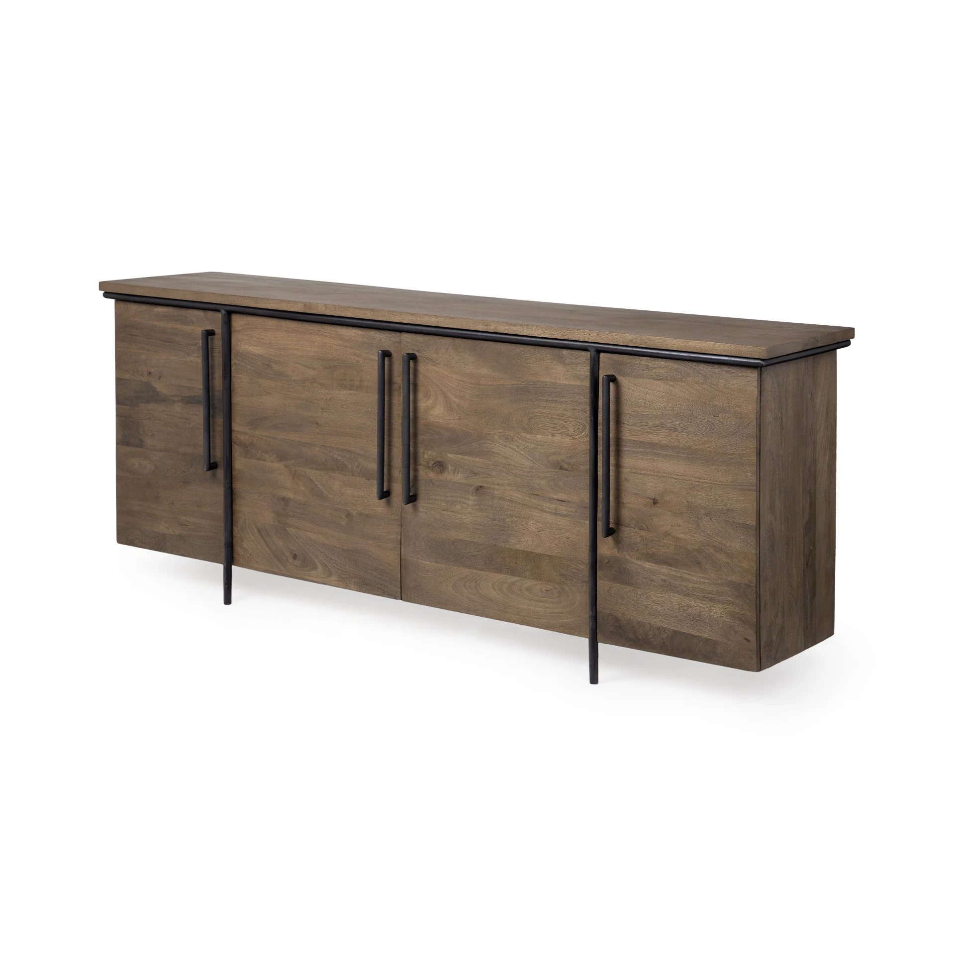Brown Solid Mango Wood Finish Sideboard With 4 Door Cabinets By Homeroots - Image 2