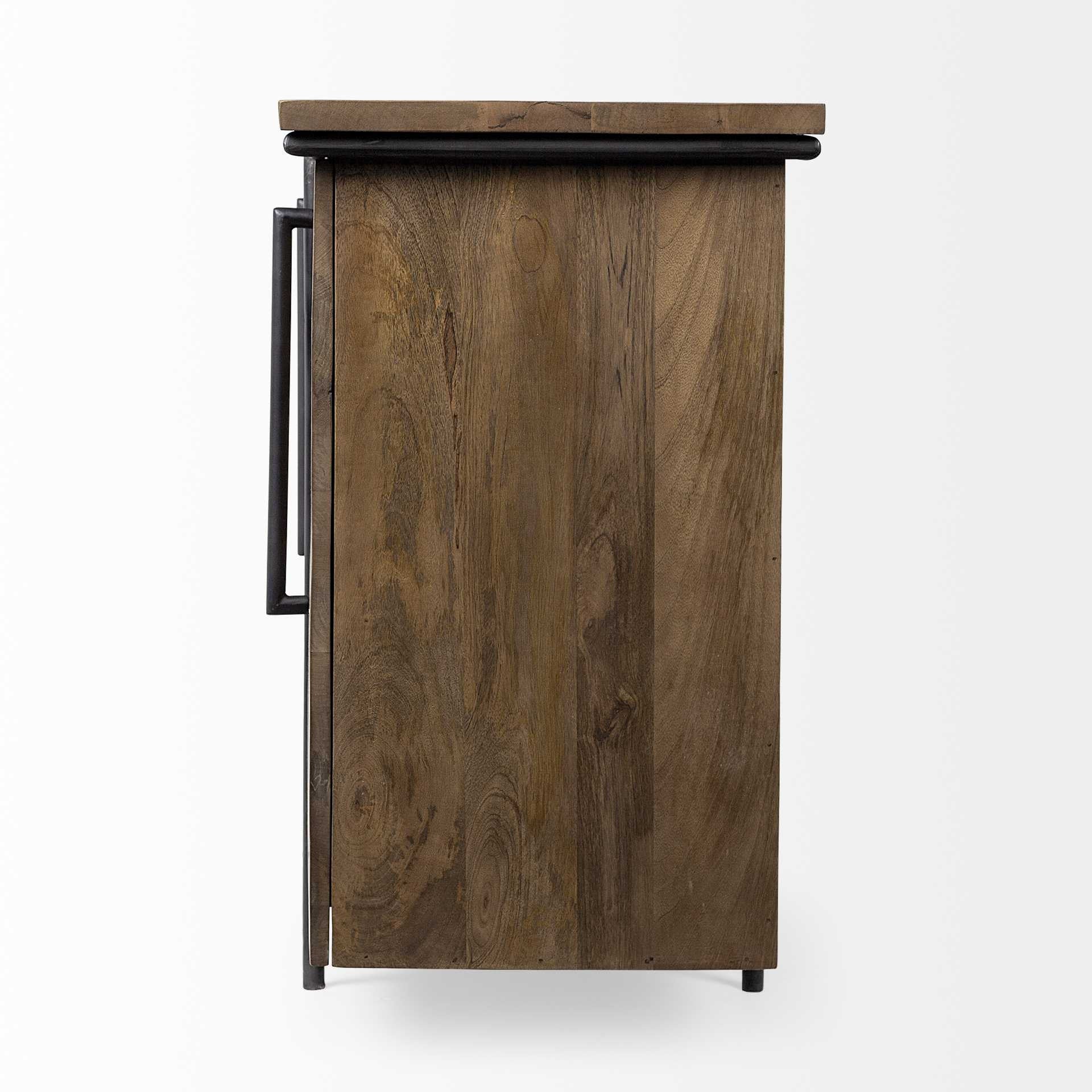 Brown Solid Mango Wood Finish Sideboard With 4 Door Cabinets By Homeroots - Image 4