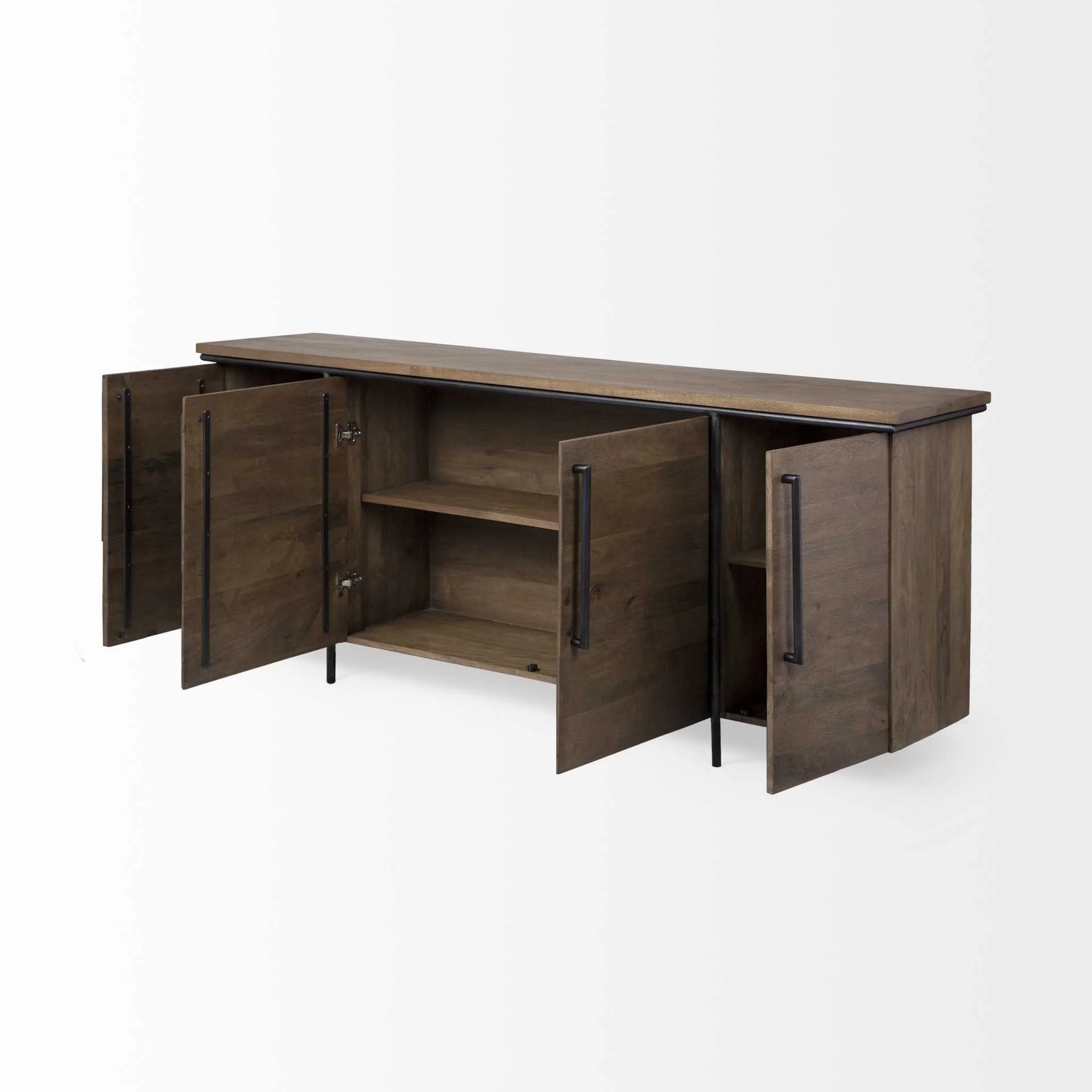 Brown Solid Mango Wood Finish Sideboard With 4 Door Cabinets By Homeroots - Image 5