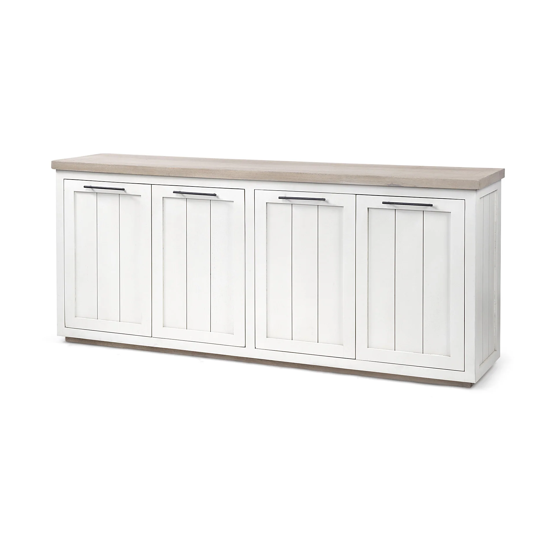 Brown Solid Mango Wood Top & White Frame Sideboard With 4 Cabinet Doors By Homeroots - Image 2