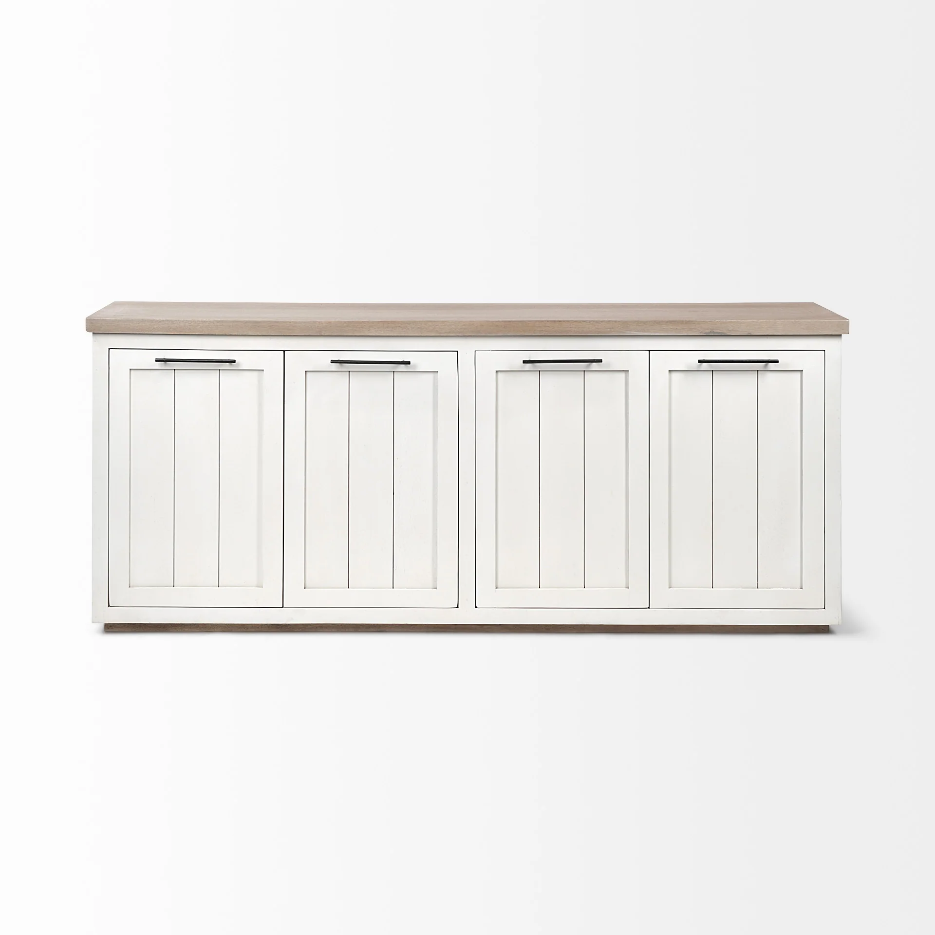 Brown Solid Mango Wood Top & White Frame Sideboard With 4 Cabinet Doors By Homeroots - Image 3