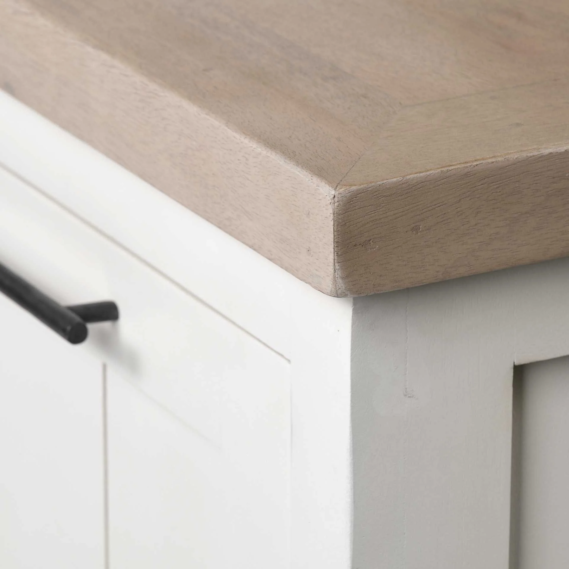 Brown Solid Mango Wood Top & White Frame Sideboard With 4 Cabinet Doors By Homeroots - Image 7