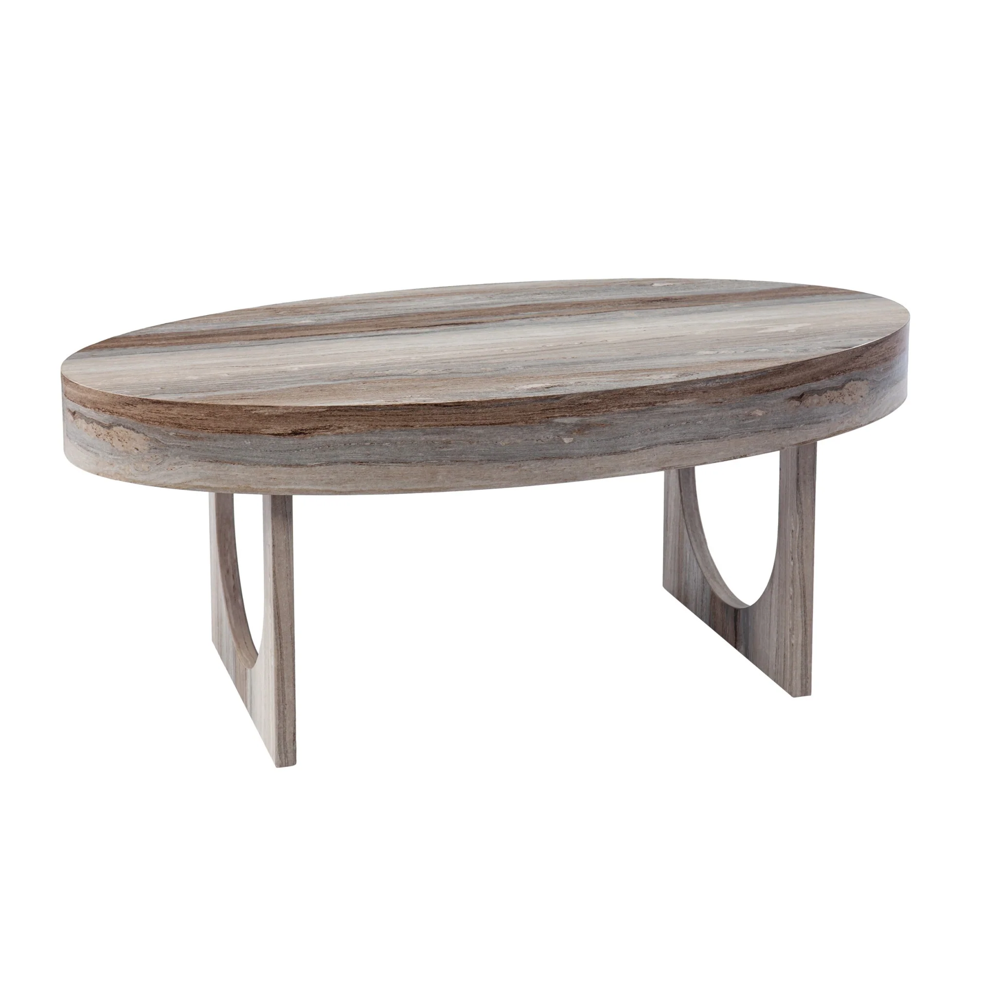 Brown Solid Manufactured Wood Oval Coffee Table By Homeroots - Image 2