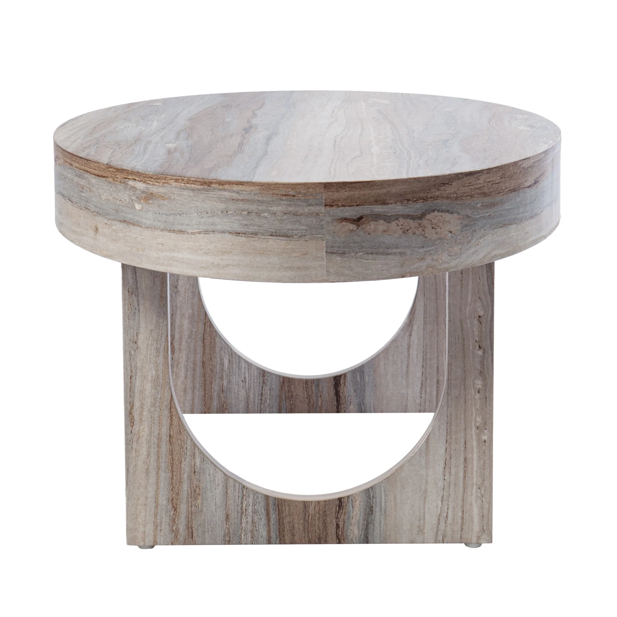 Brown Solid Manufactured Wood Oval Coffee Table By Homeroots - Image 3