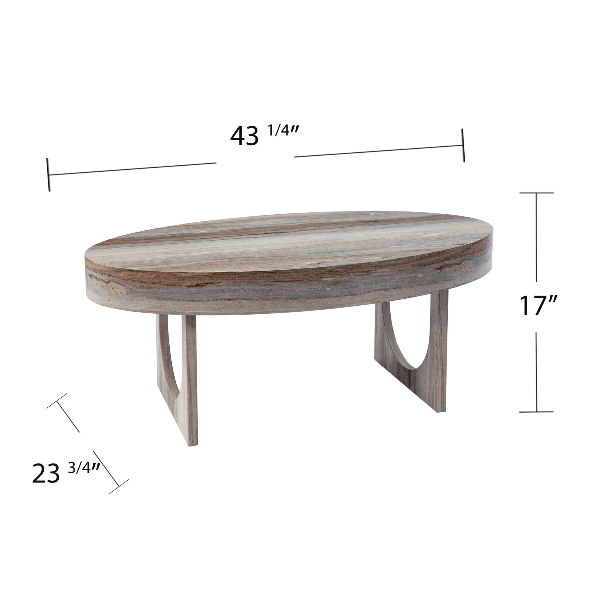 Brown Solid Manufactured Wood Oval Coffee Table By Homeroots - Image 6