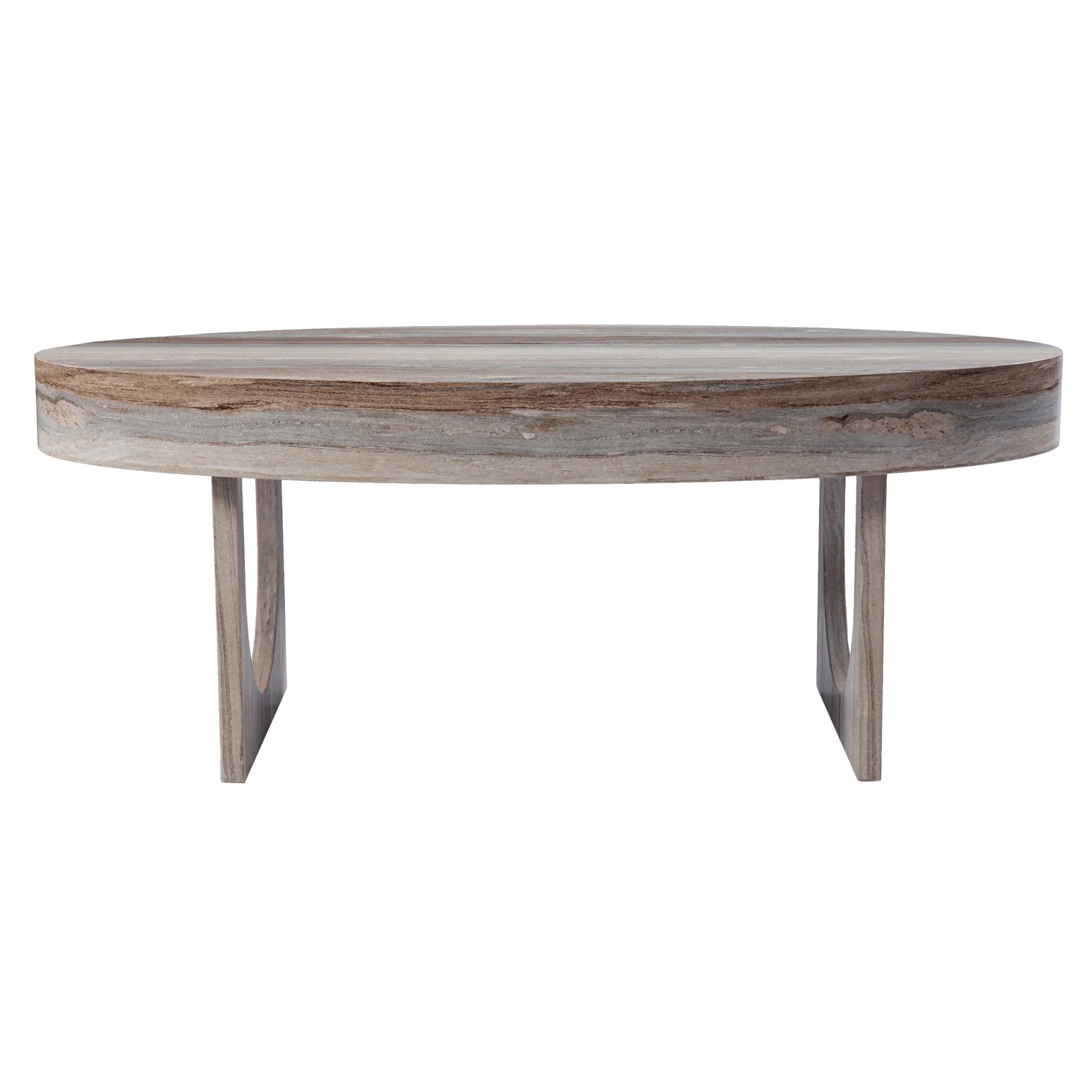 Brown Solid Manufactured Wood Oval Coffee Table By Homeroots - Image 7