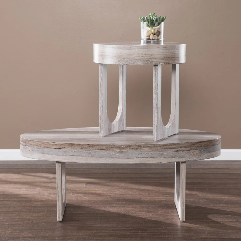 Brown Solid Manufactured Wood Oval Coffee Table By Homeroots - Image 8