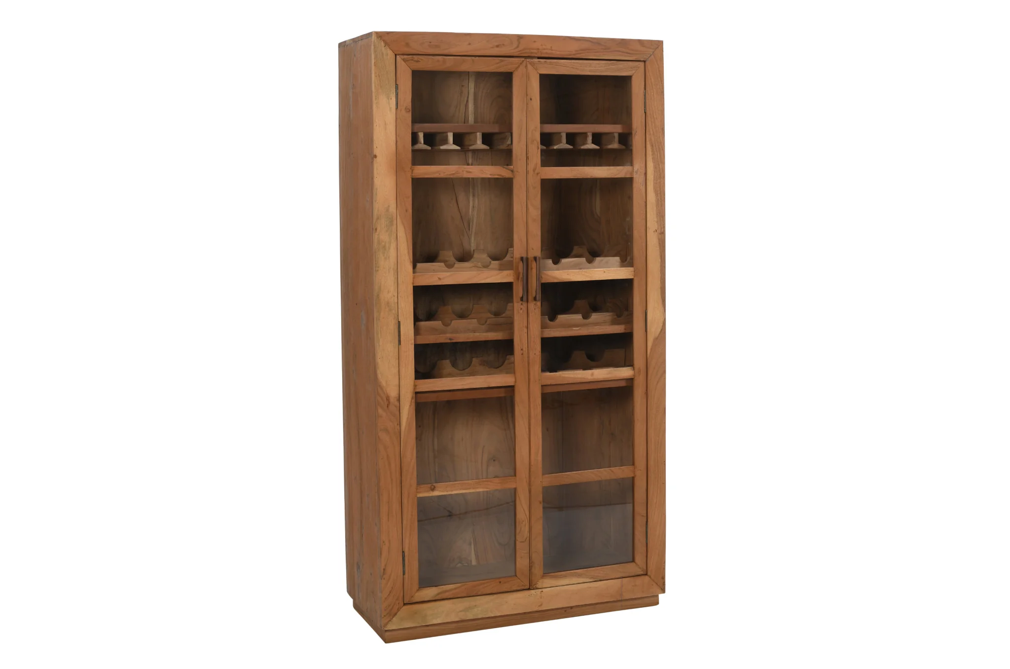 Brown Solid Wood And Glass Bar Cabinet With Four Shelves By Homeroots - Image 4