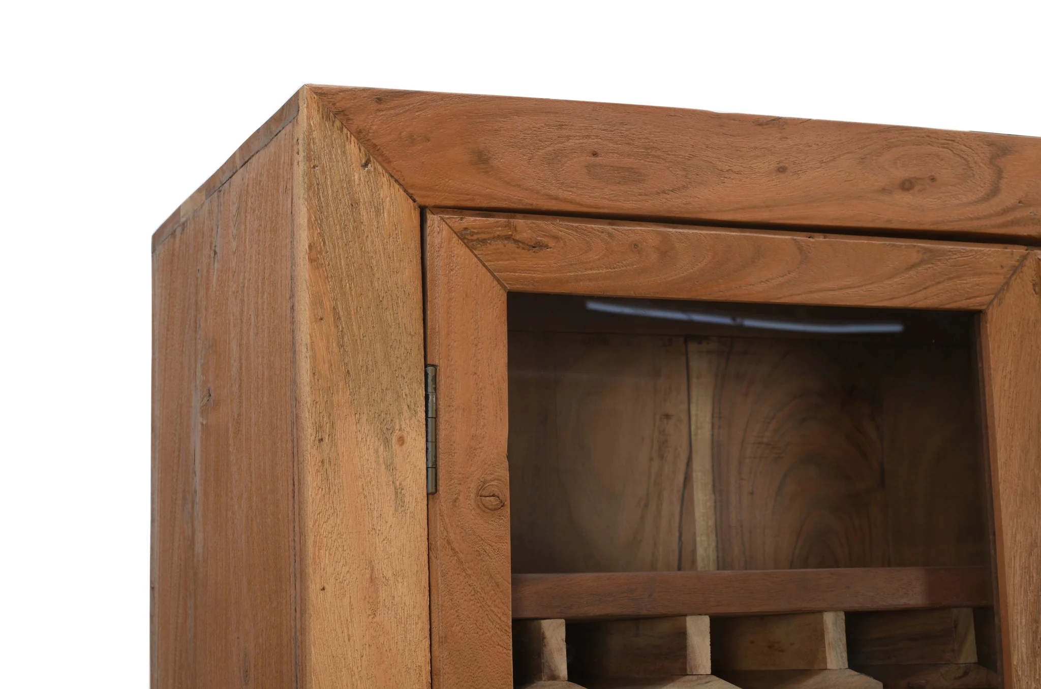 Brown Solid Wood And Glass Bar Cabinet With Four Shelves By Homeroots - Image 5