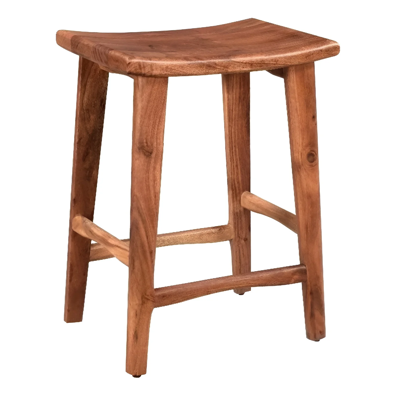Brown Solid Wood Backless Bar Chair By Homeroots - Image 3