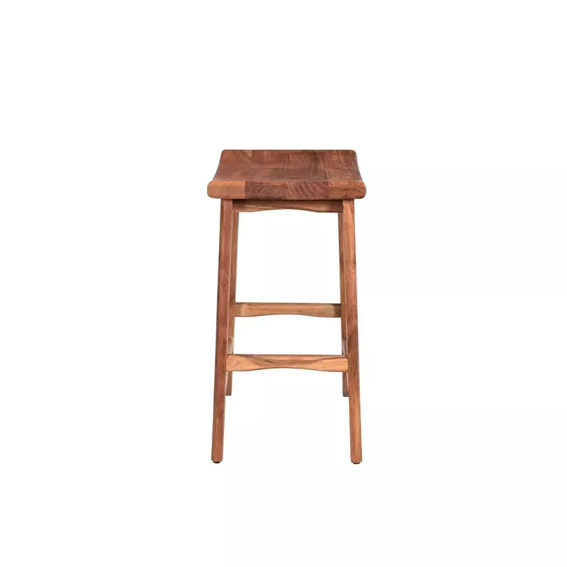 Brown Solid Wood Backless Bar Chair By Homeroots - Image 4