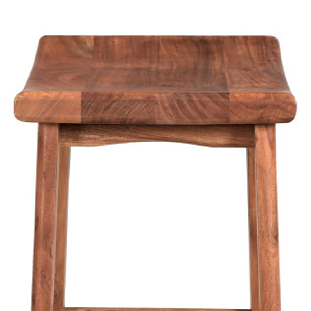 Brown Solid Wood Backless Bar Chair By Homeroots - Image 6