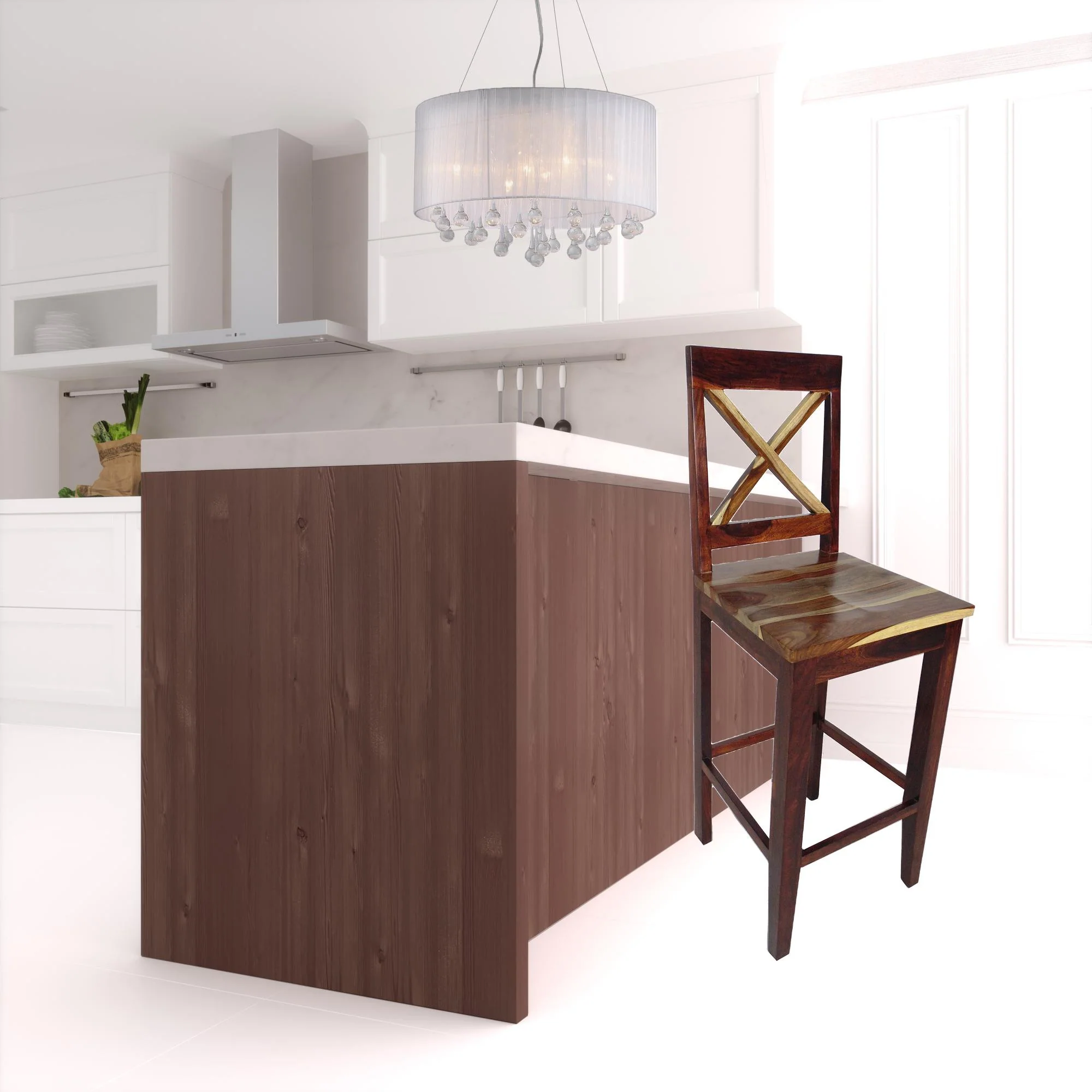 Brown Solid Wood Bar Height Bar Chair By Homeroots - Image 5