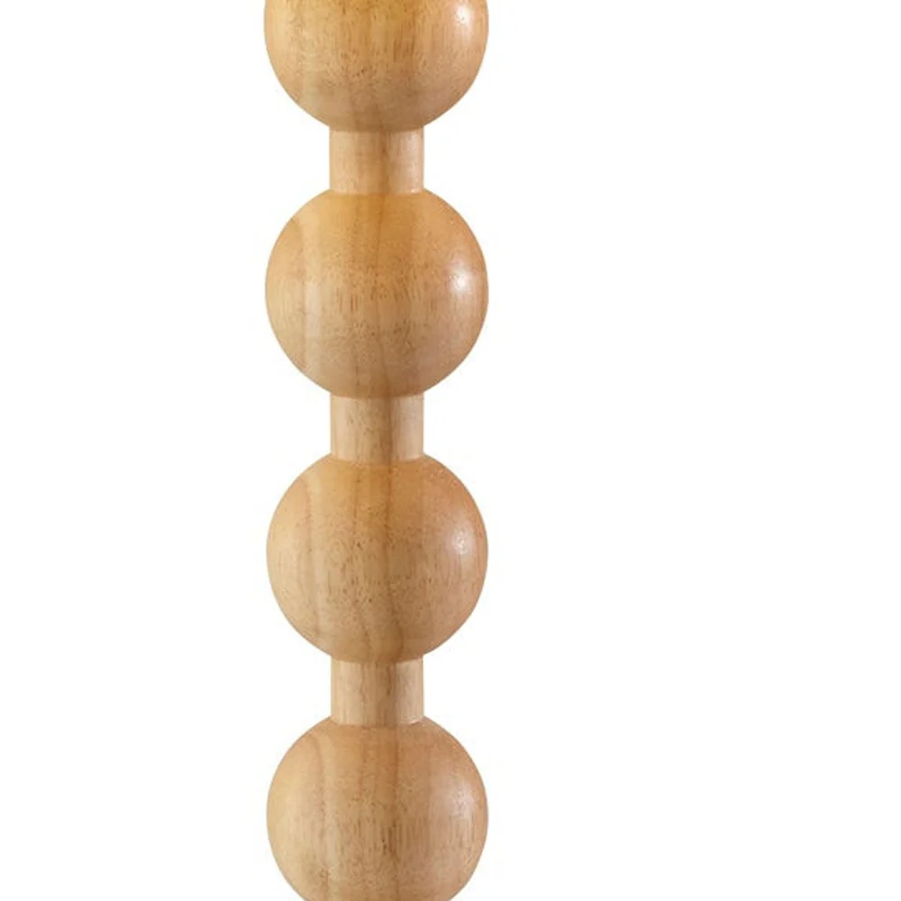 Brown Solid Wood Candlestick Table Lamp With Off White Drum Shade By Homeroots - Image 3
