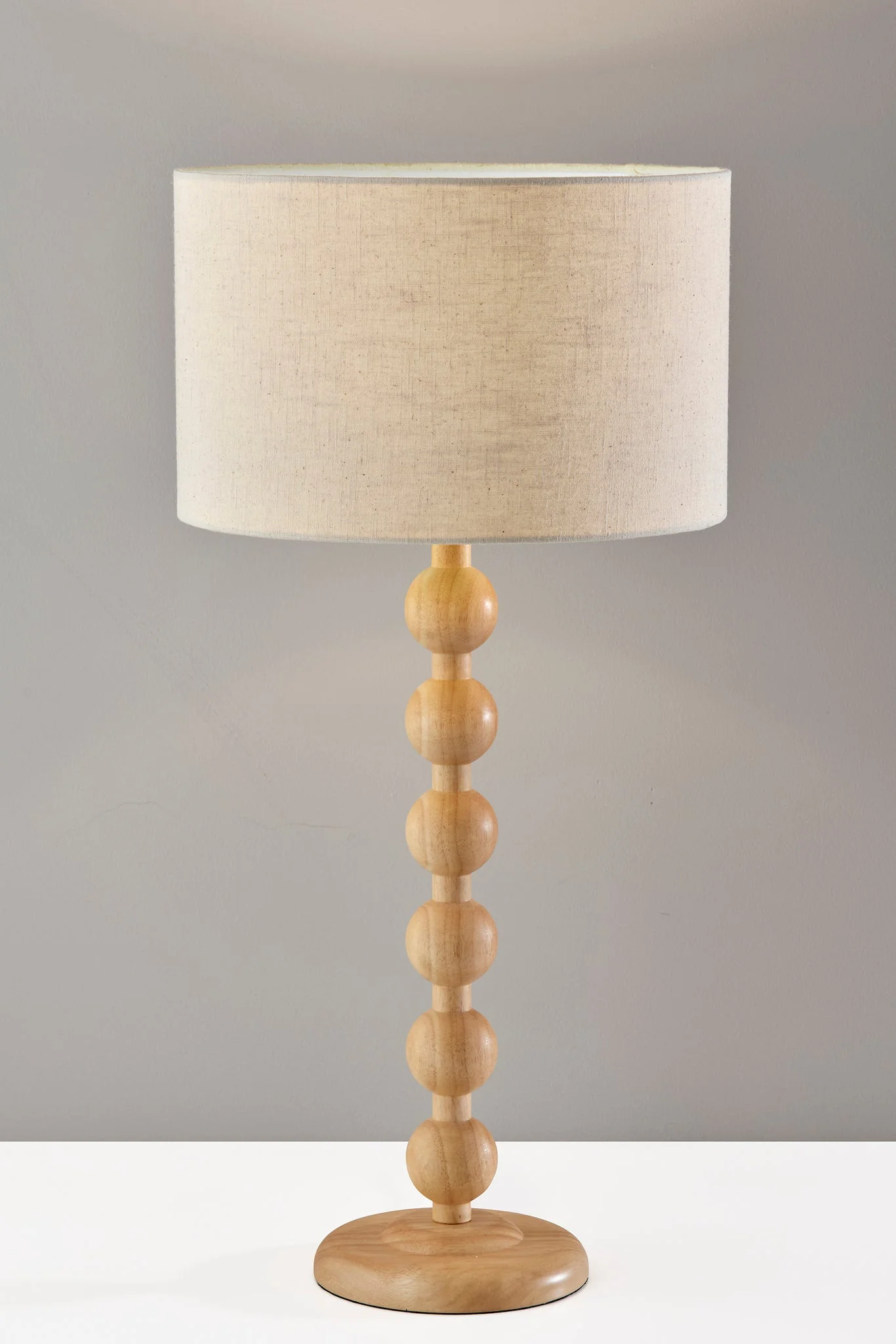 Brown Solid Wood Candlestick Table Lamp With Off White Drum Shade By Homeroots - Image 8