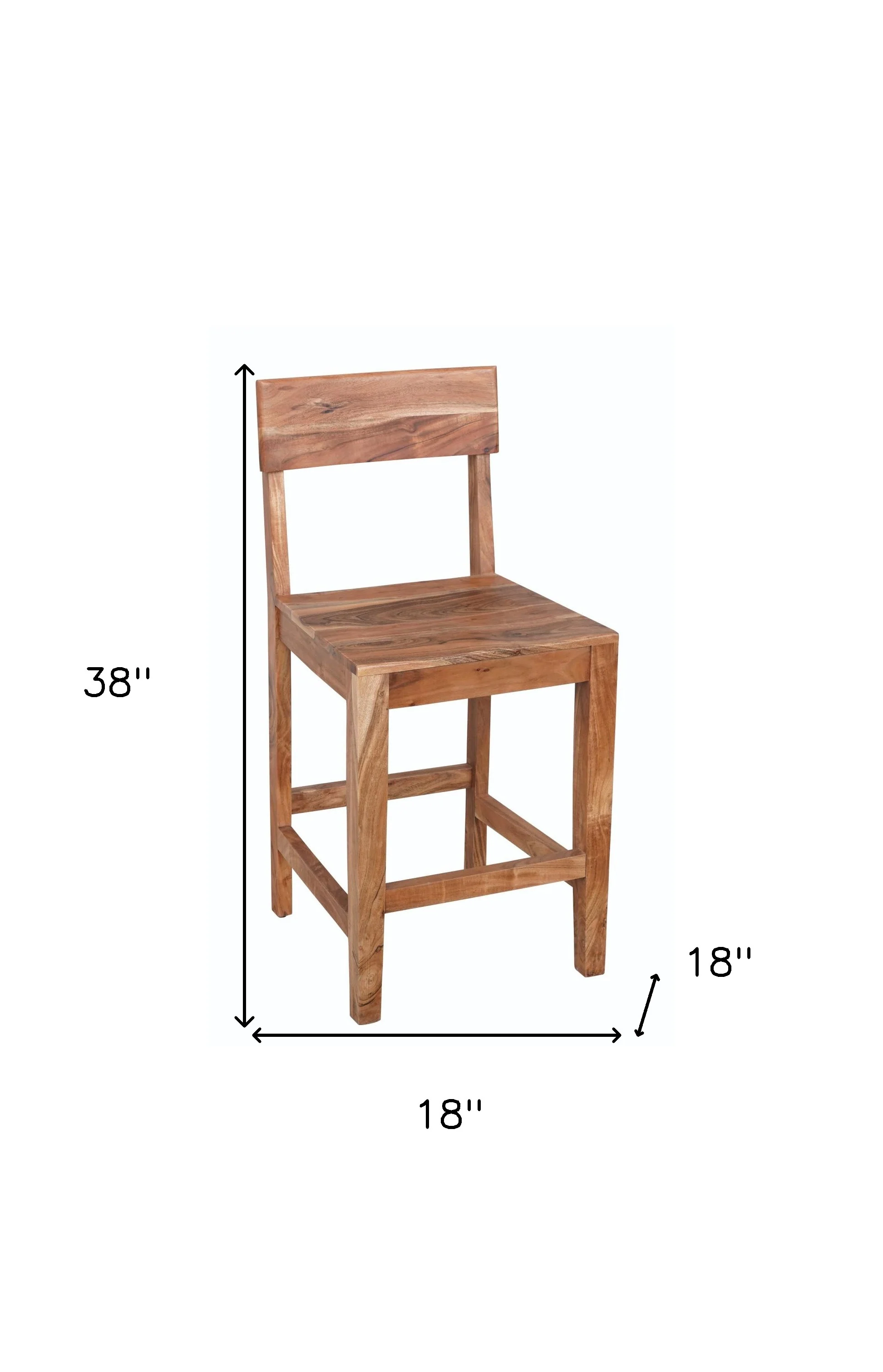 Brown Solid Wood Counter Height Bar Chair By Homeroots - Image 4