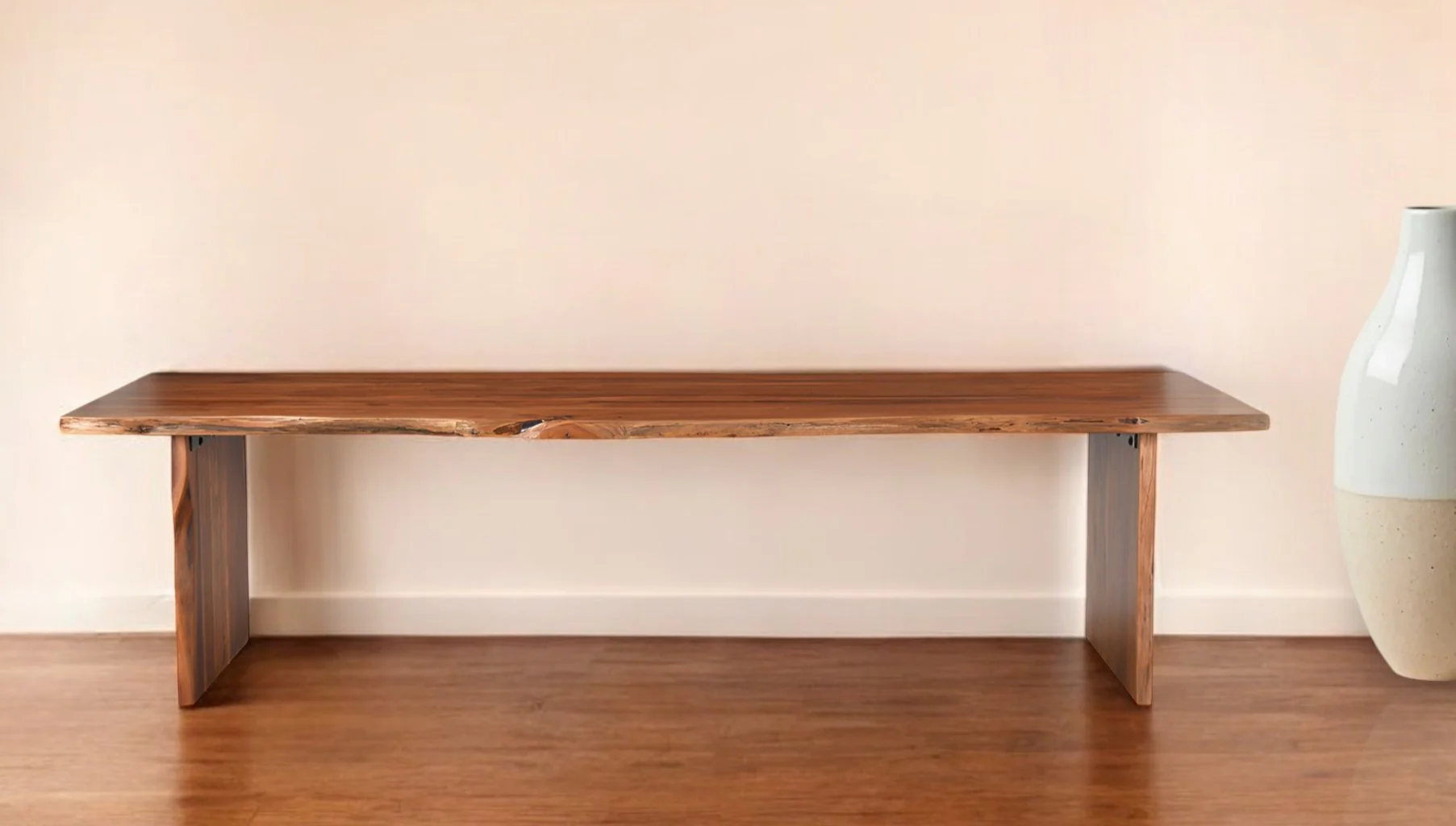 Brown Solid Wood Dining Bench By Homeroots - Image 3