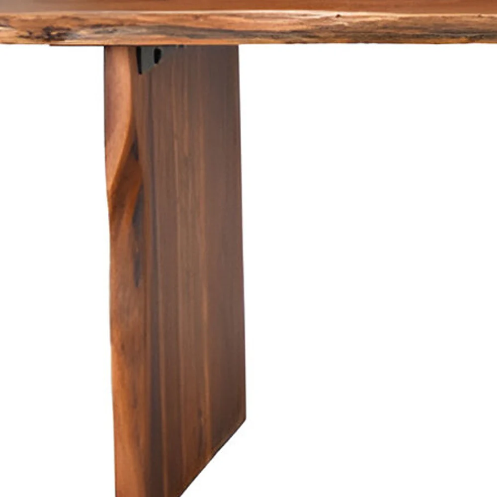Brown Solid Wood Dining Bench By Homeroots - Image 4