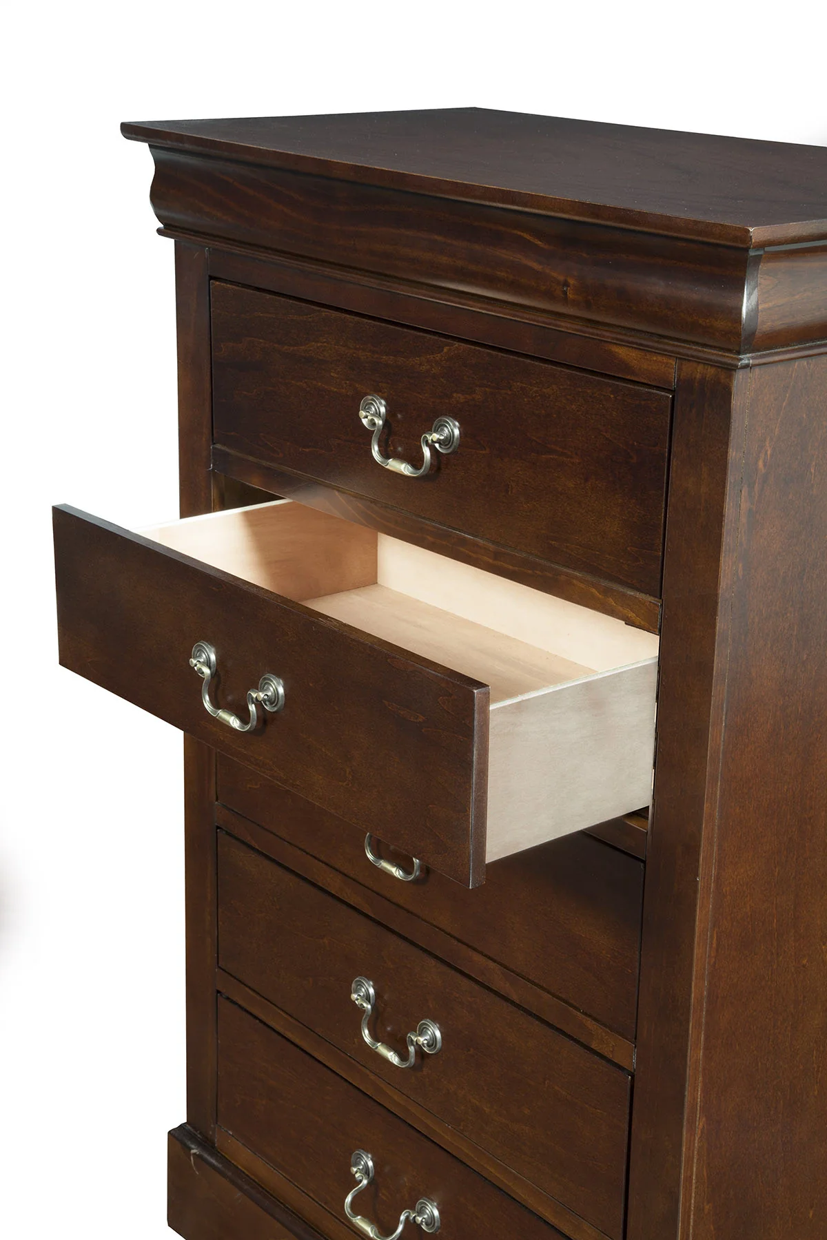 Brown Solid Wood Five Drawer Chest By Homeroots - Image 3