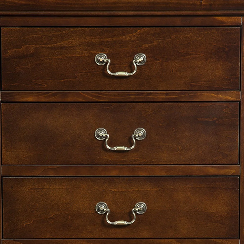 Brown Solid Wood Five Drawer Chest By Homeroots - Image 4