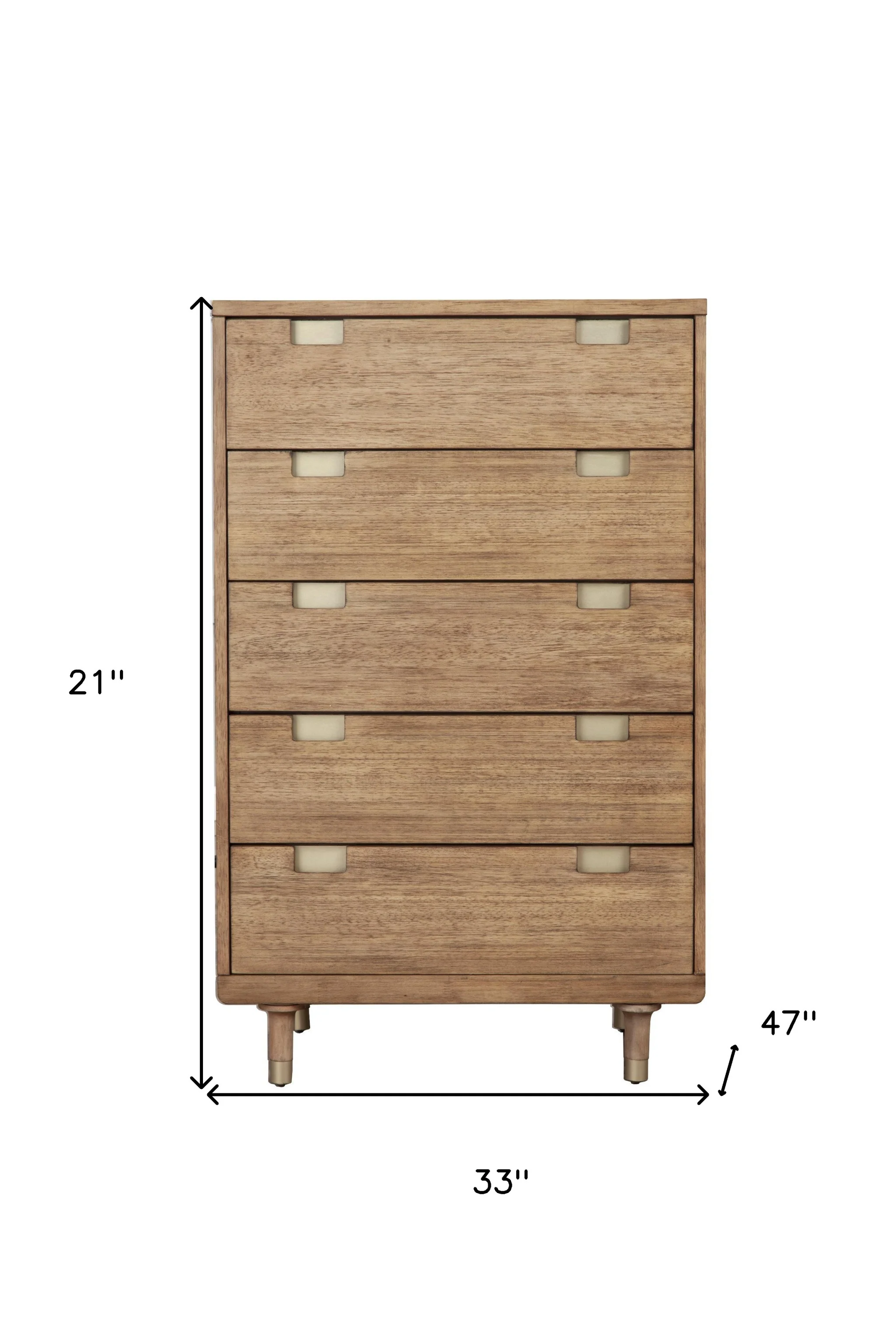 Brown Solid Wood Five Drawer Dresser By Homeroots - Image 2