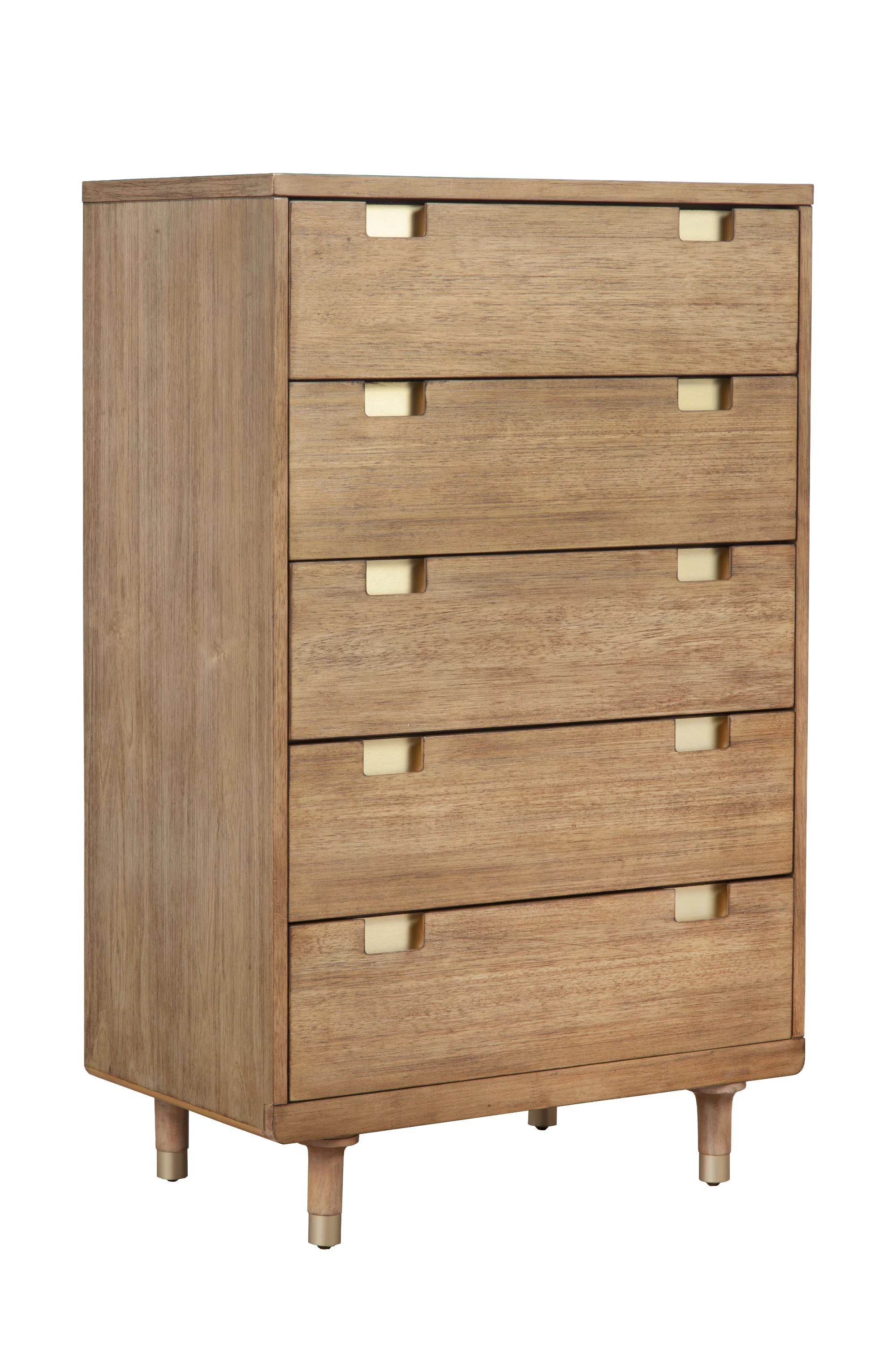 Brown Solid Wood Five Drawer Dresser By Homeroots - Image 3