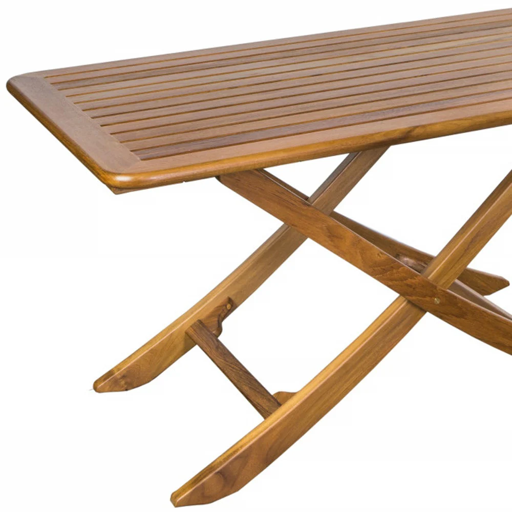 Brown Solid Wood Folding Outdoor Picnic Table By Homeroots - Image 4