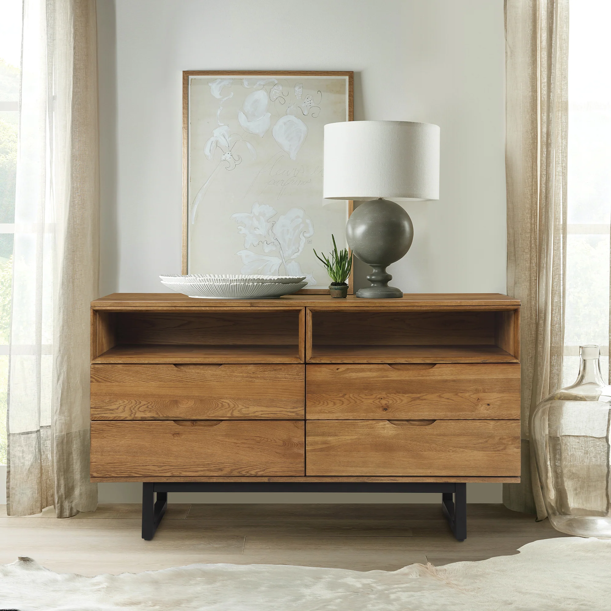 Brown Solid Wood Four Drawer Double Dresser By Homeroots - Image 6