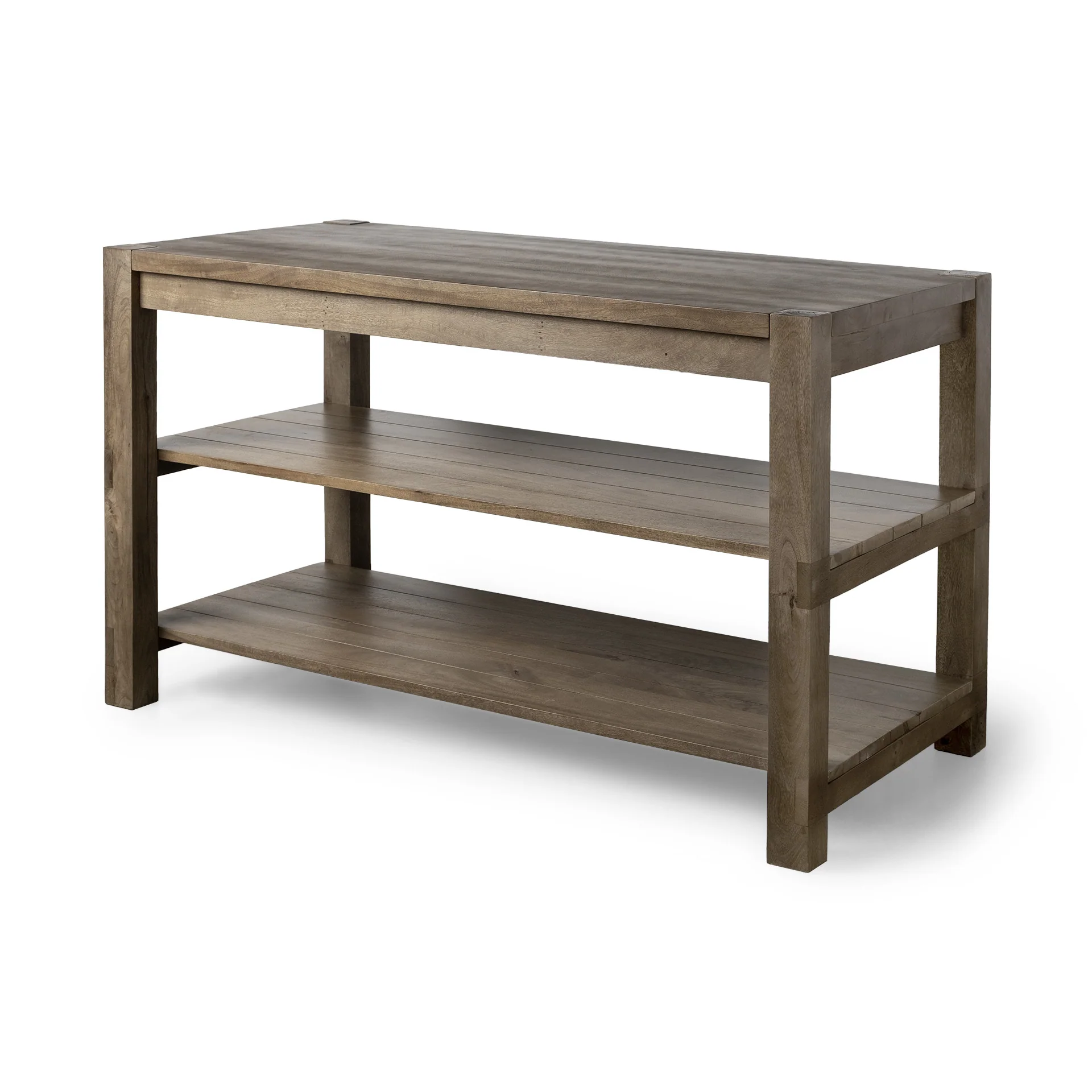 Brown Solid Wood Kitchen Island With Two Tier Smooth Counter Top By Homeroots - Image 2