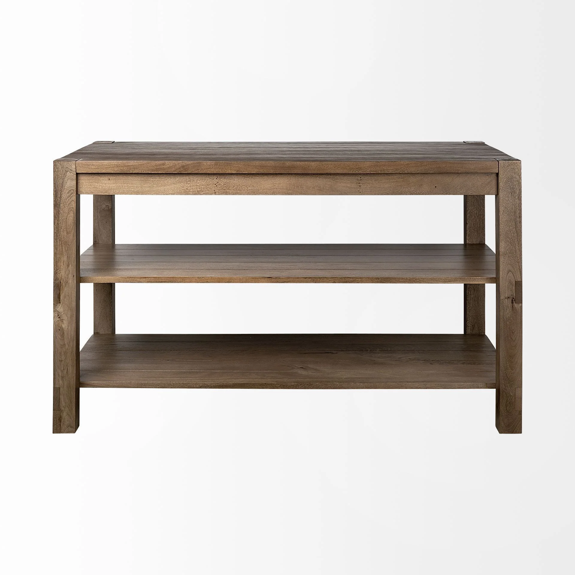 Brown Solid Wood Kitchen Island With Two Tier Smooth Counter Top By Homeroots - Image 3