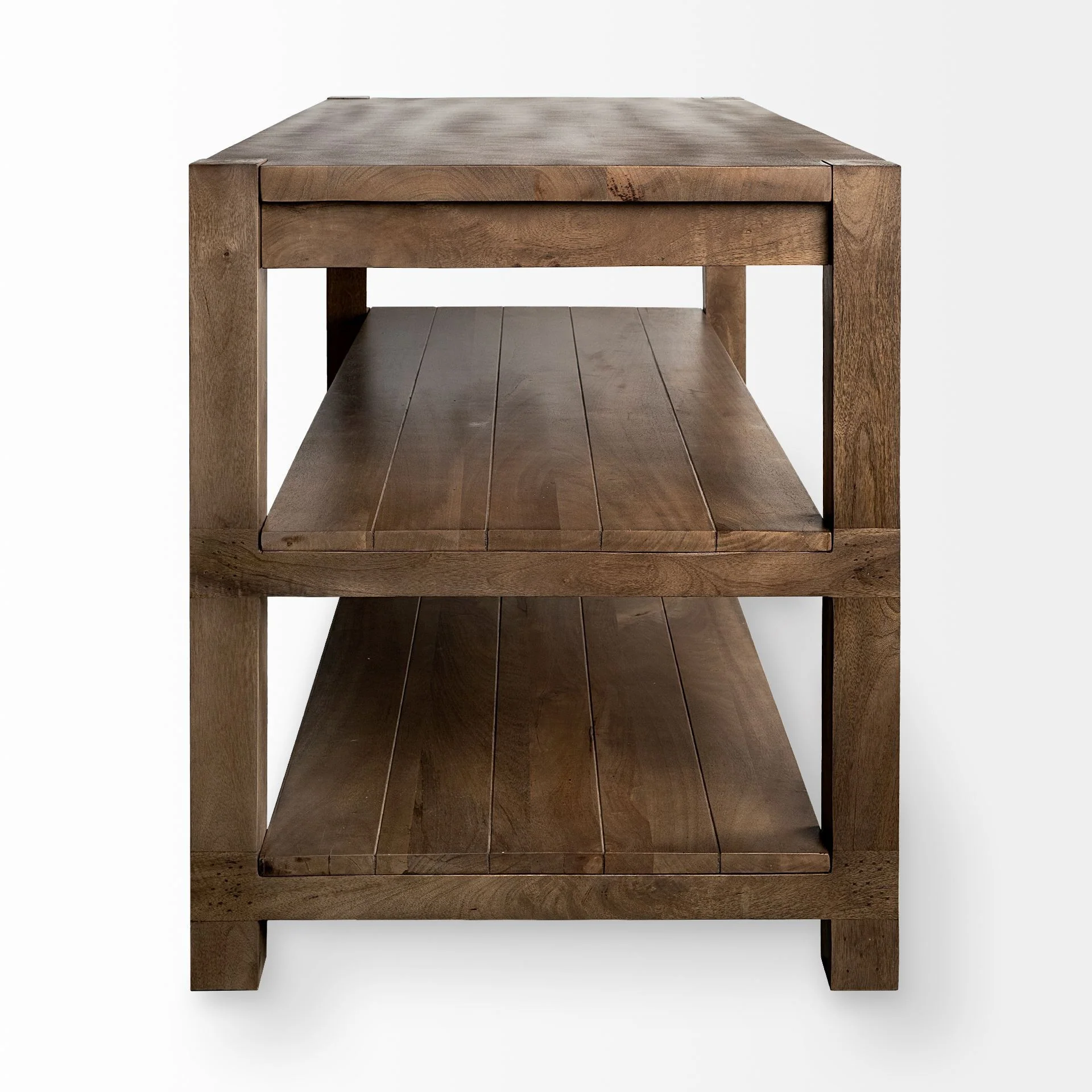 Brown Solid Wood Kitchen Island With Two Tier Smooth Counter Top By Homeroots - Image 4