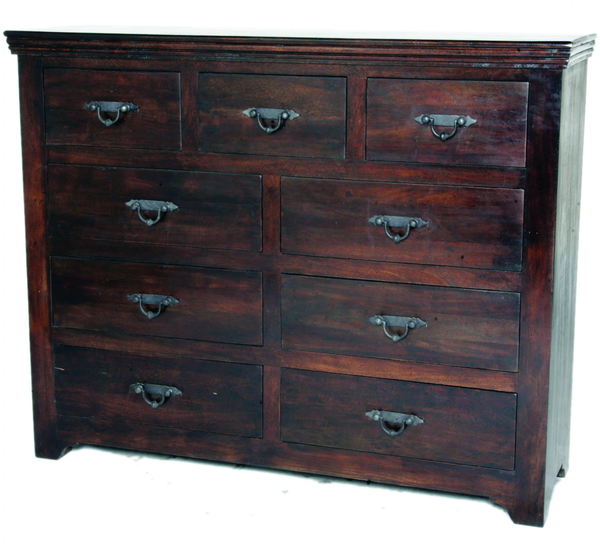 Brown Solid Wood Nine Drawer Double Dresser By Homeroots - Image 2