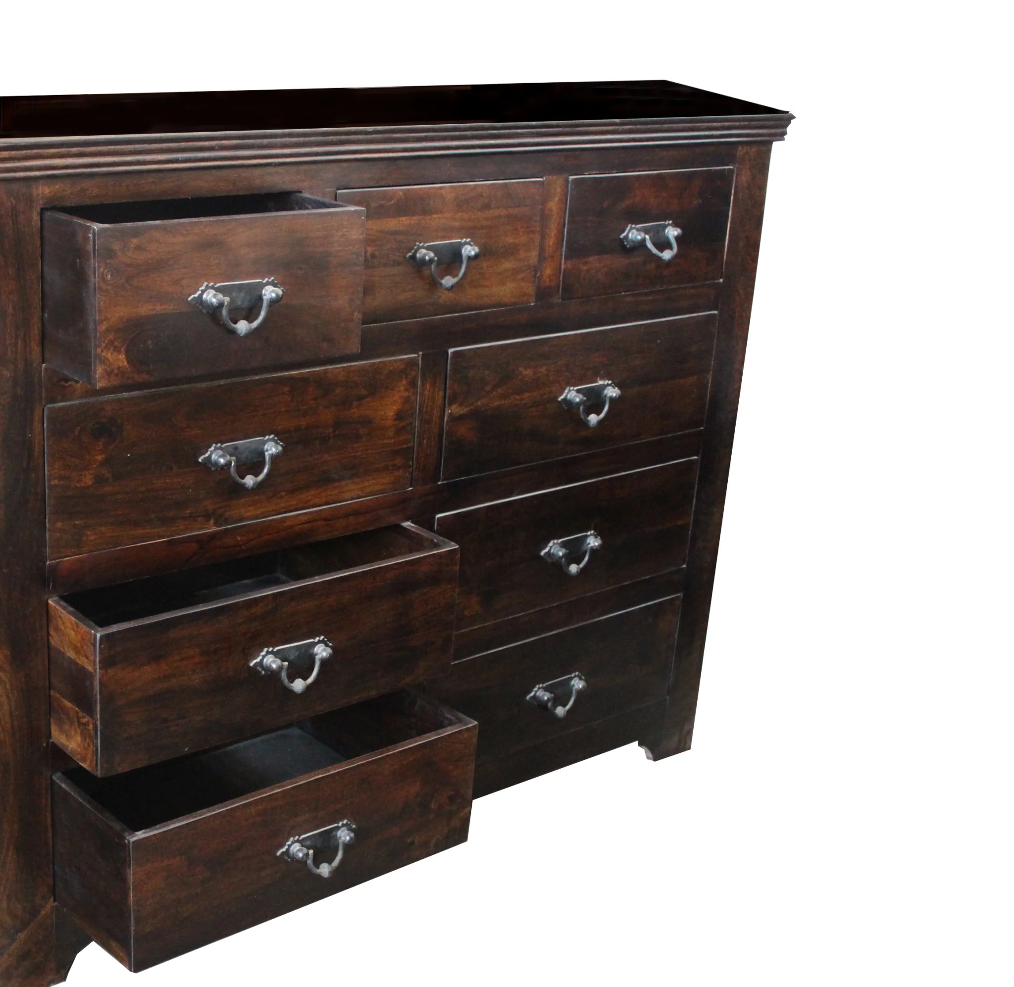 Brown Solid Wood Nine Drawer Double Dresser By Homeroots - Image 3