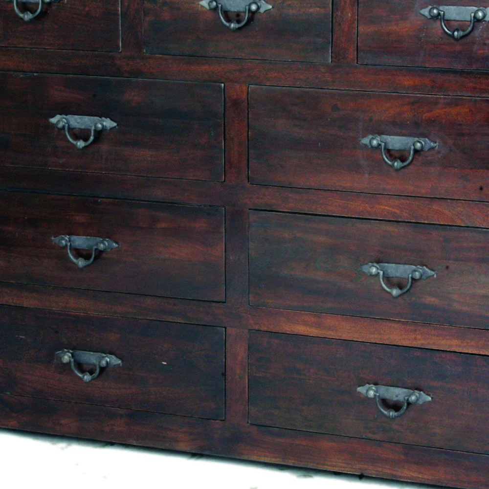 Brown Solid Wood Nine Drawer Double Dresser By Homeroots - Image 4