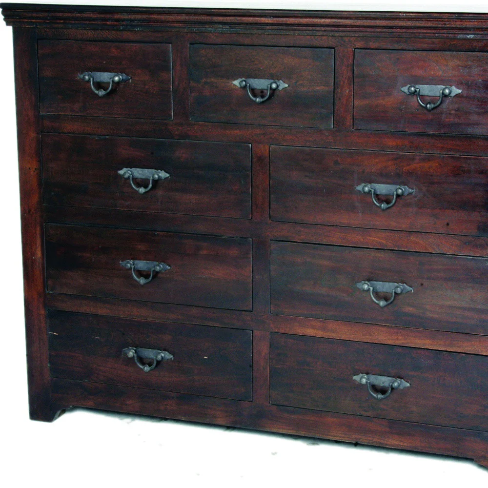 Brown Solid Wood Nine Drawer Double Dresser By Homeroots - Image 5