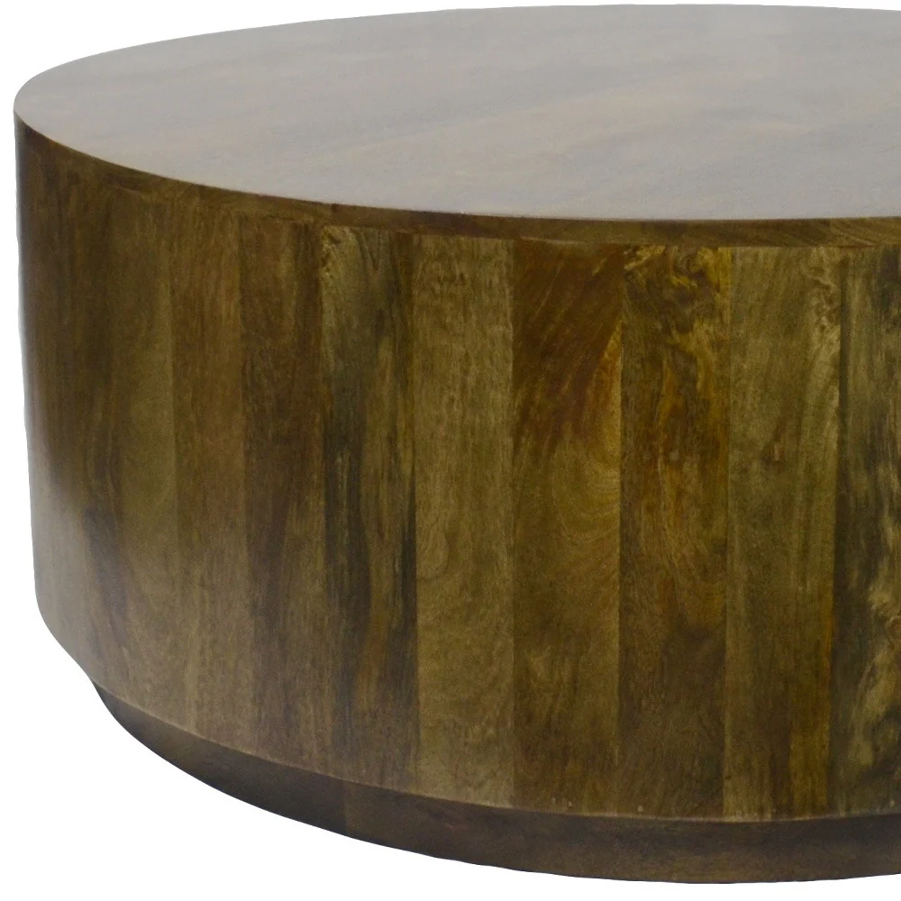 Brown Solid Wood Round Coffee Table By Homeroots - Image 2