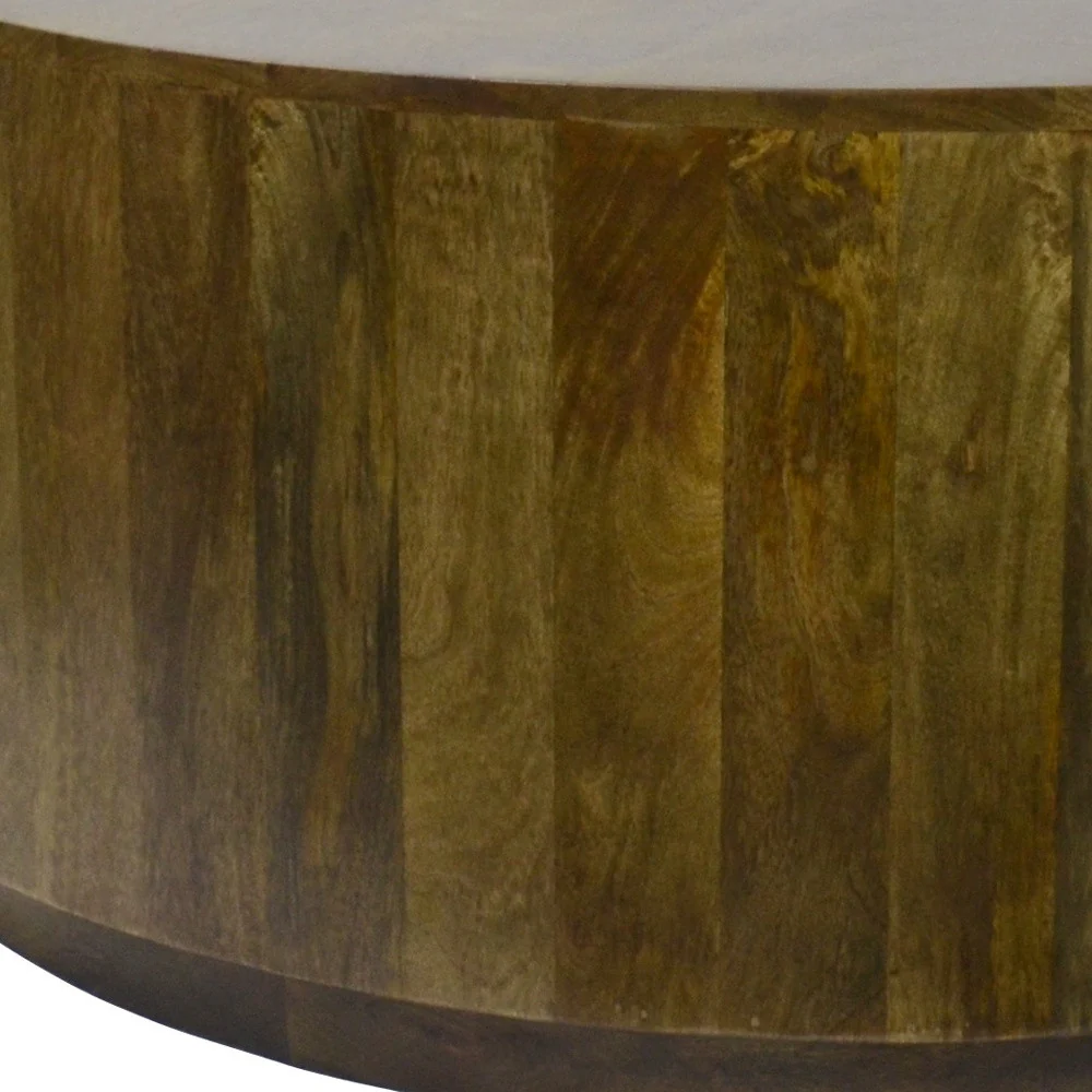 Brown Solid Wood Round Coffee Table By Homeroots - Image 5
