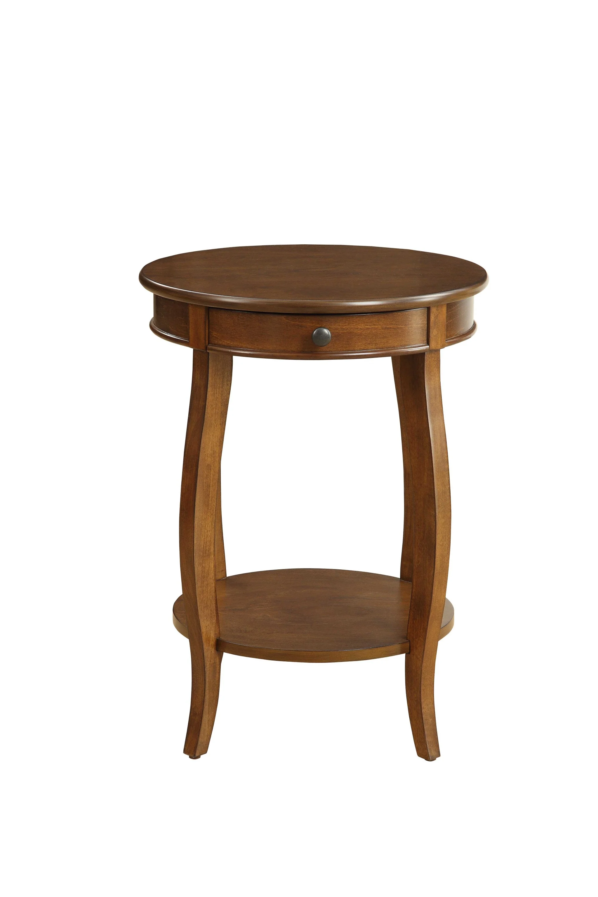 Brown Solid Wood Round End Table With Shelf By Homeroots - Image 2