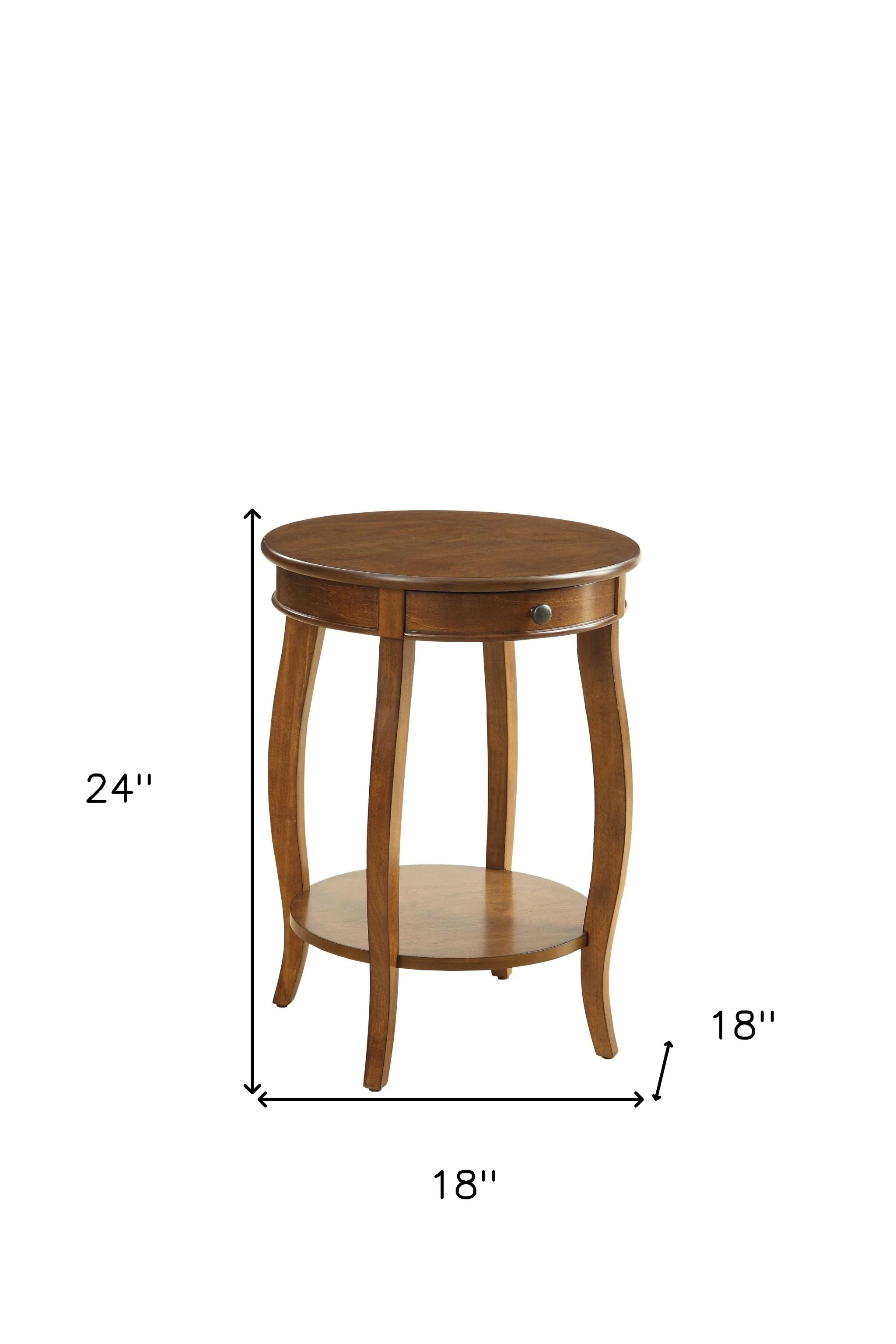 Brown Solid Wood Round End Table With Shelf By Homeroots - Image 4