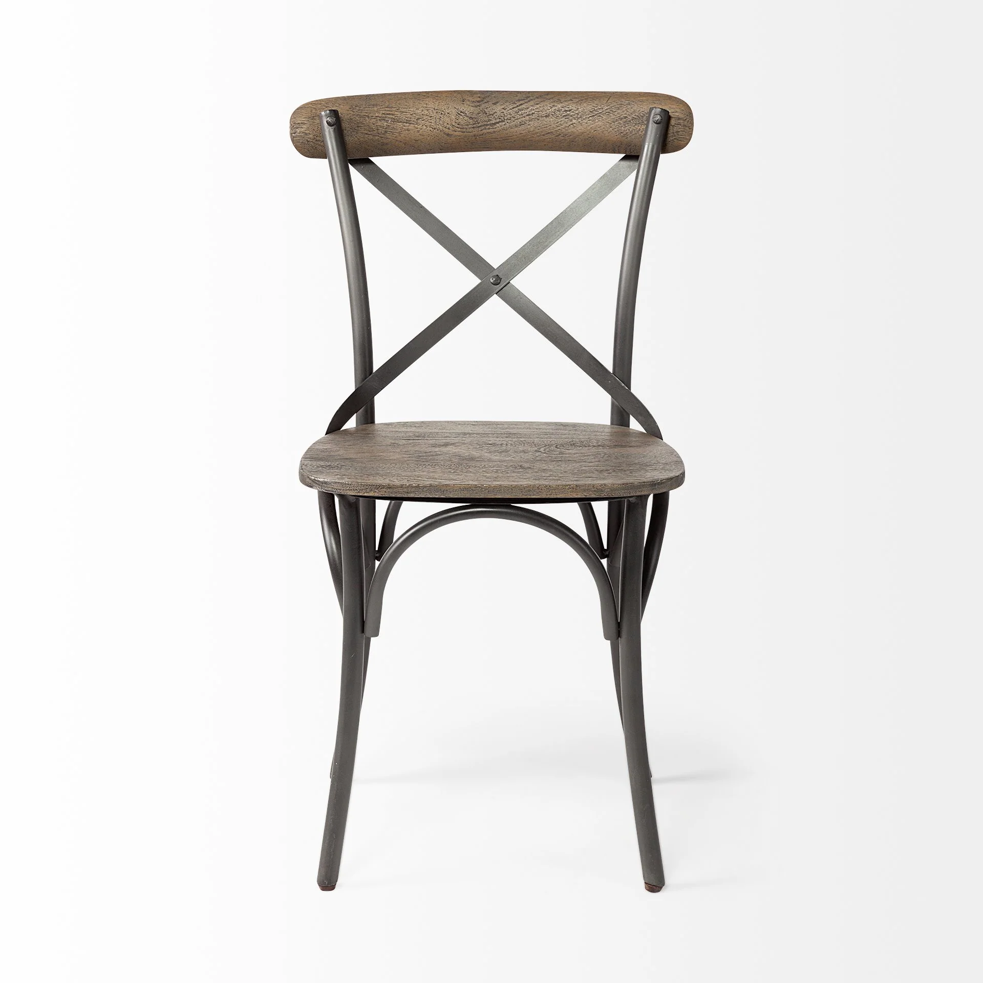 Brown Solid Wood Seat With Grey Iron Frame Dining Chair By Homeroots - Image 2