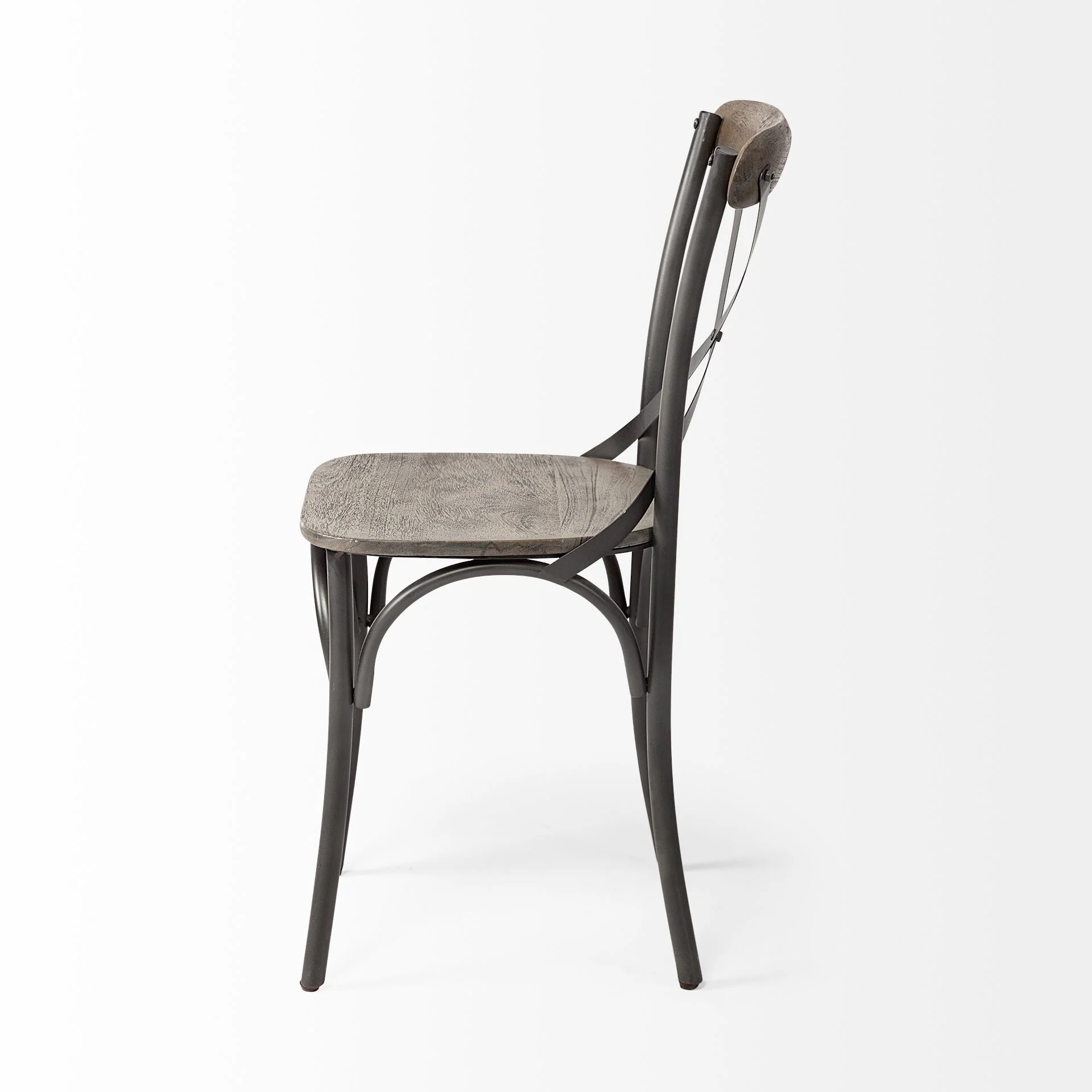 Brown Solid Wood Seat With Grey Iron Frame Dining Chair By Homeroots - Image 3