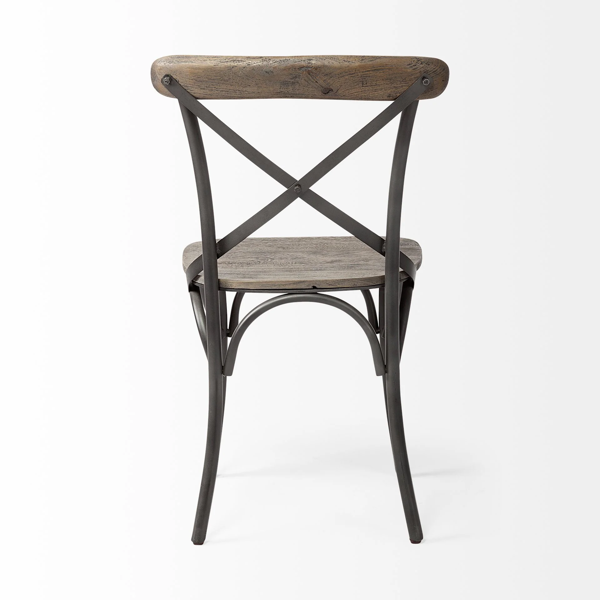 Brown Solid Wood Seat With Grey Iron Frame Dining Chair By Homeroots - Image 4