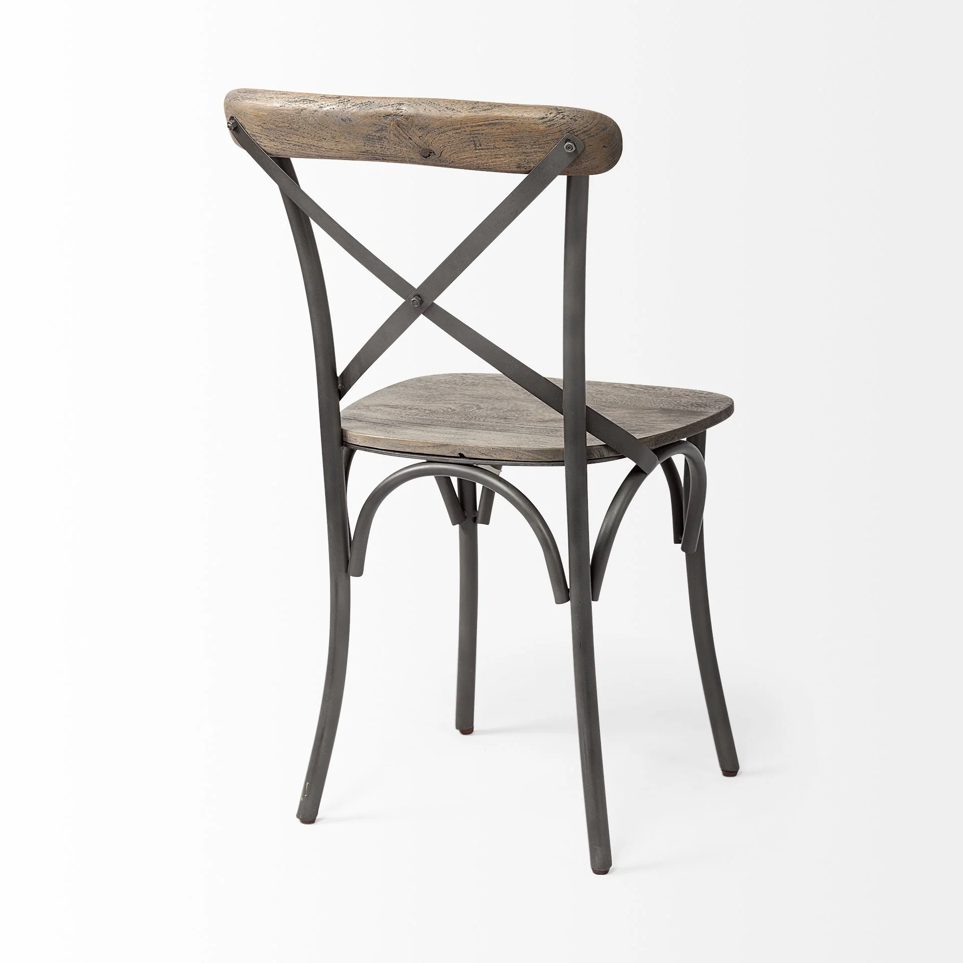 Brown Solid Wood Seat With Grey Iron Frame Dining Chair By Homeroots - Image 5