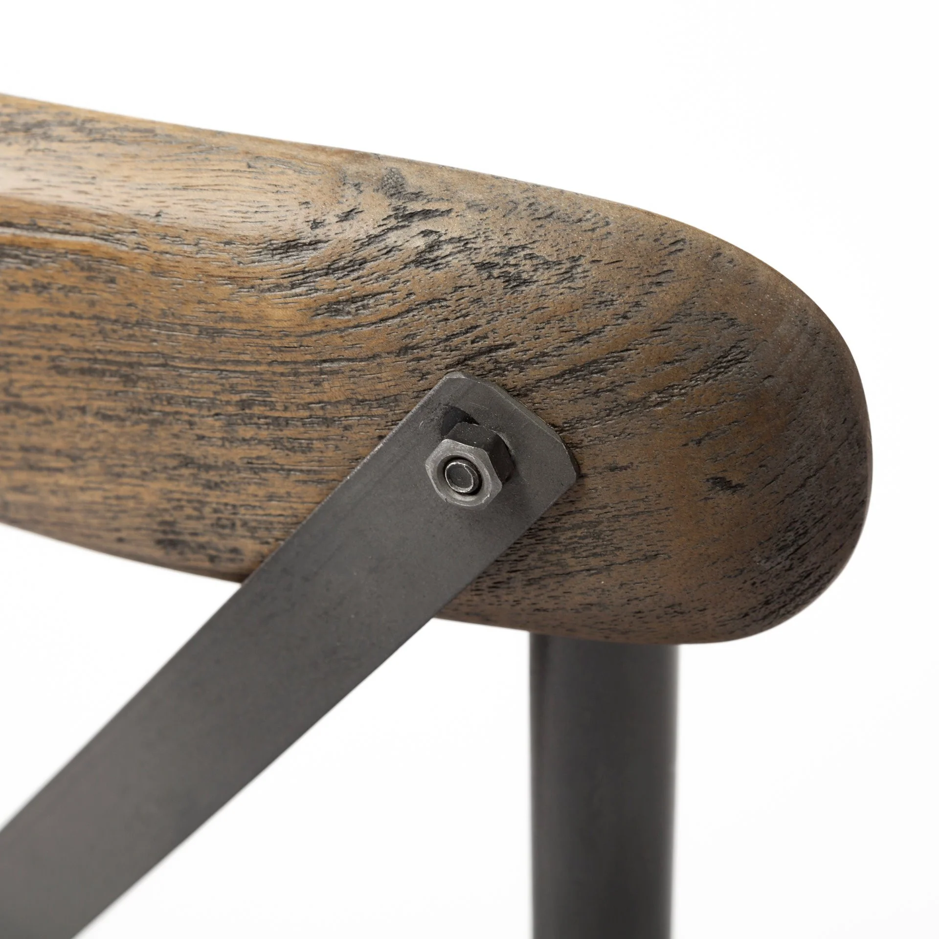 Brown Solid Wood Seat With Grey Iron Frame Dining Chair By Homeroots - Image 7