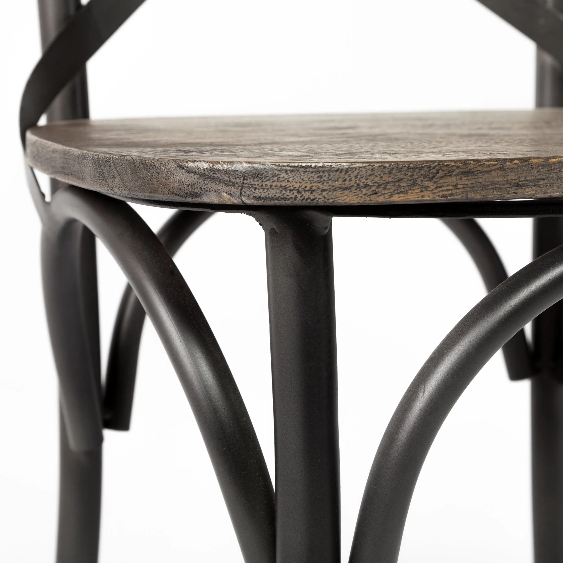 Brown Solid Wood Seat With Grey Iron Frame Dining Chair By Homeroots - Image 8