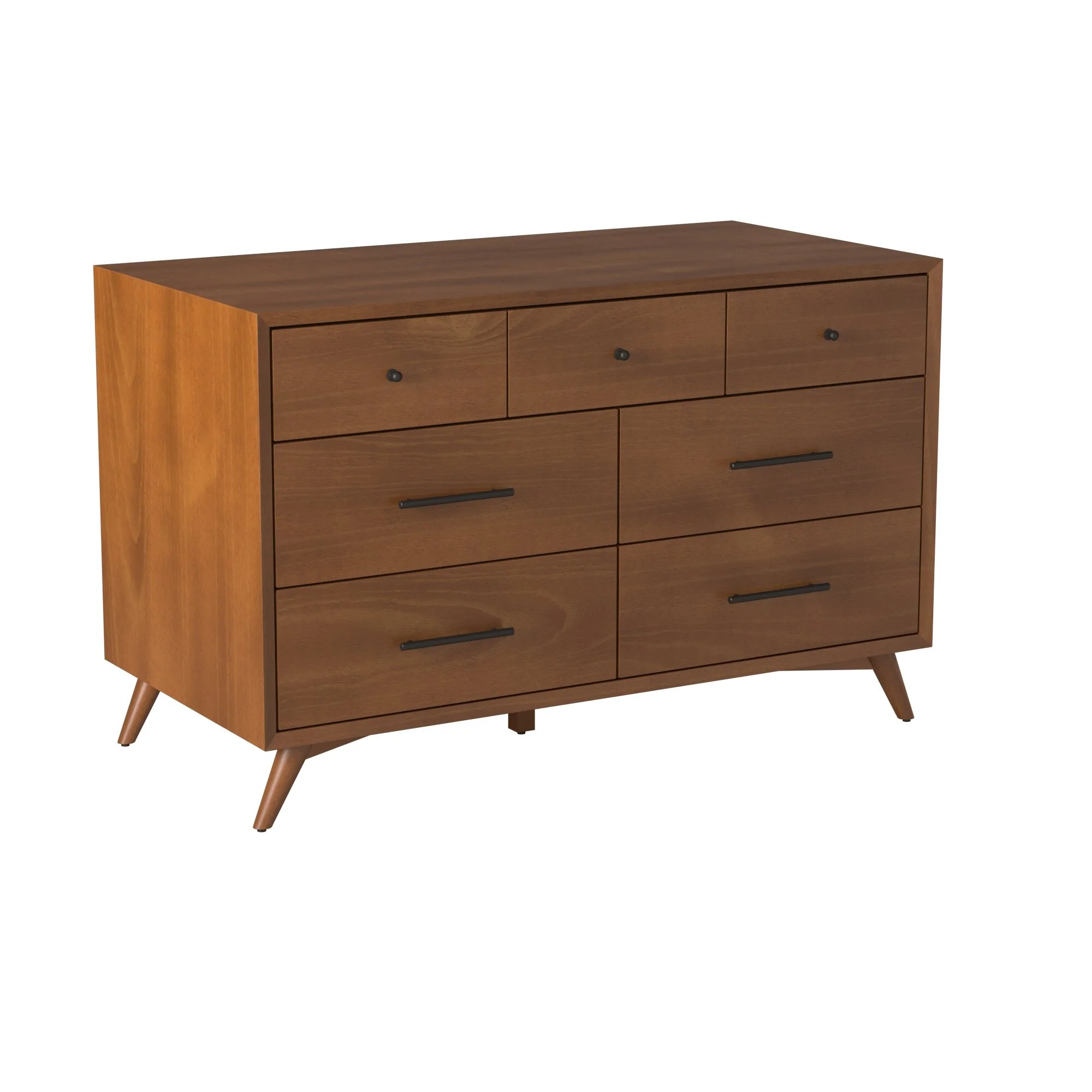 Brown Solid Wood Seven Drawer Double Dresser By Homeroots - Image 5